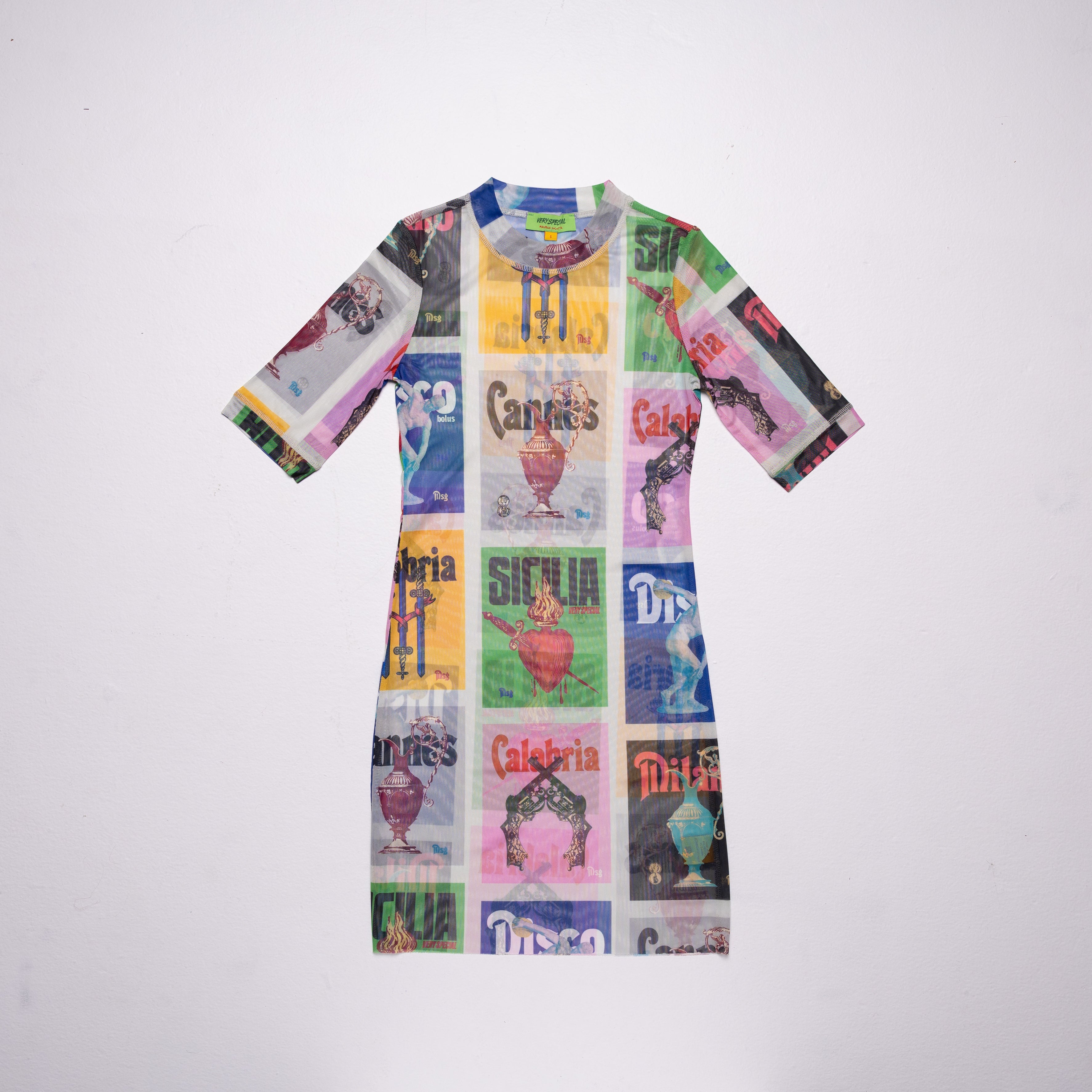 "MSG Tile" Mesh Mini Dress