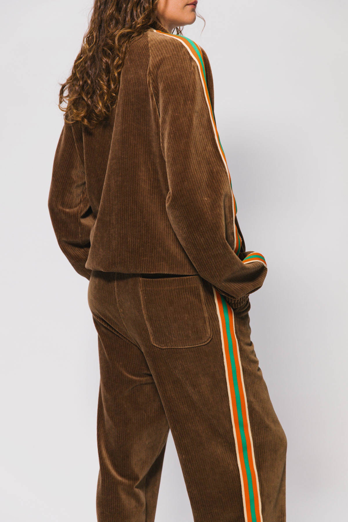 Brown Cord "Stripe" Track Pants