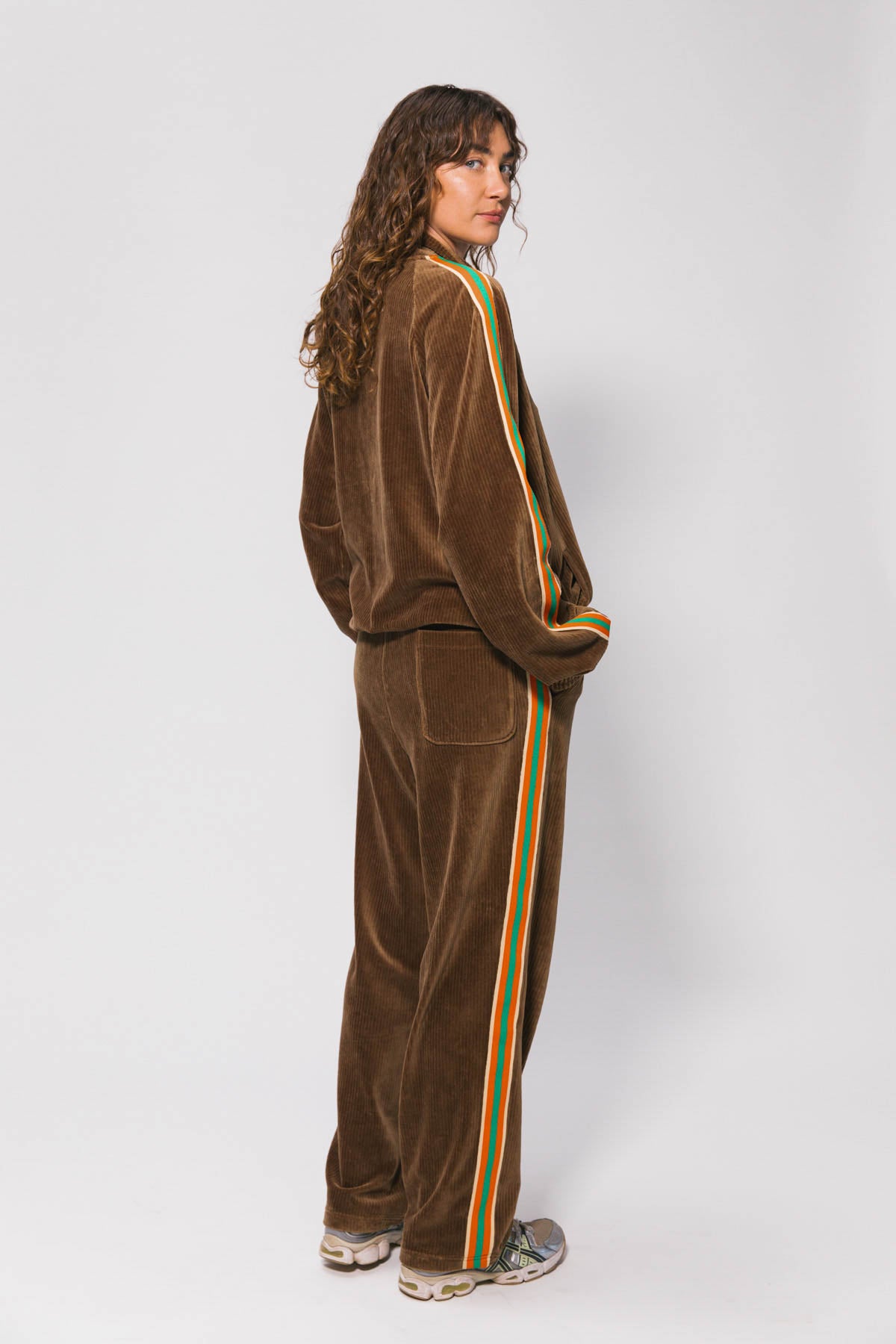 Brown Cord "Stripe" Track Pants