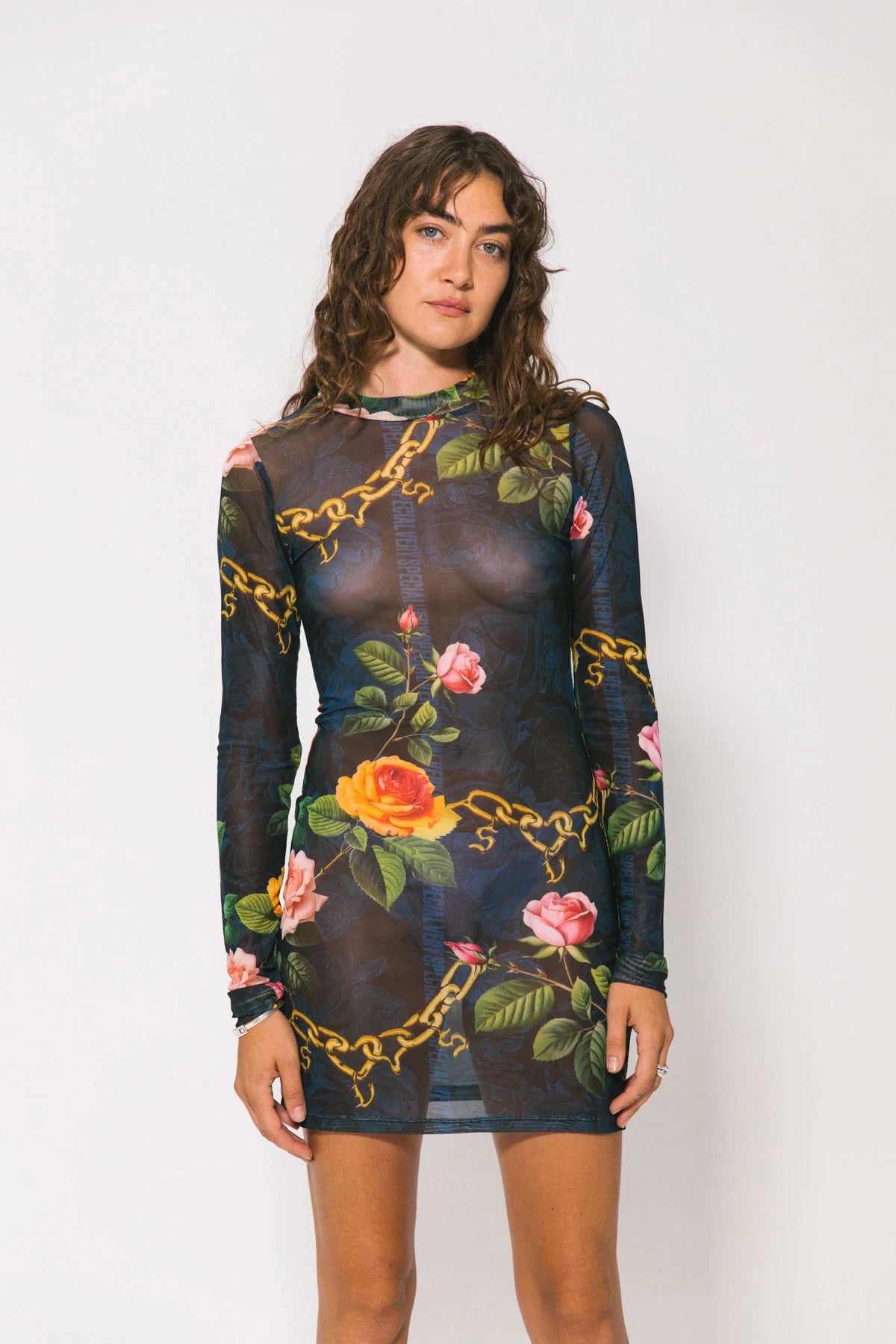 Chains And Roses LS Mini Dress