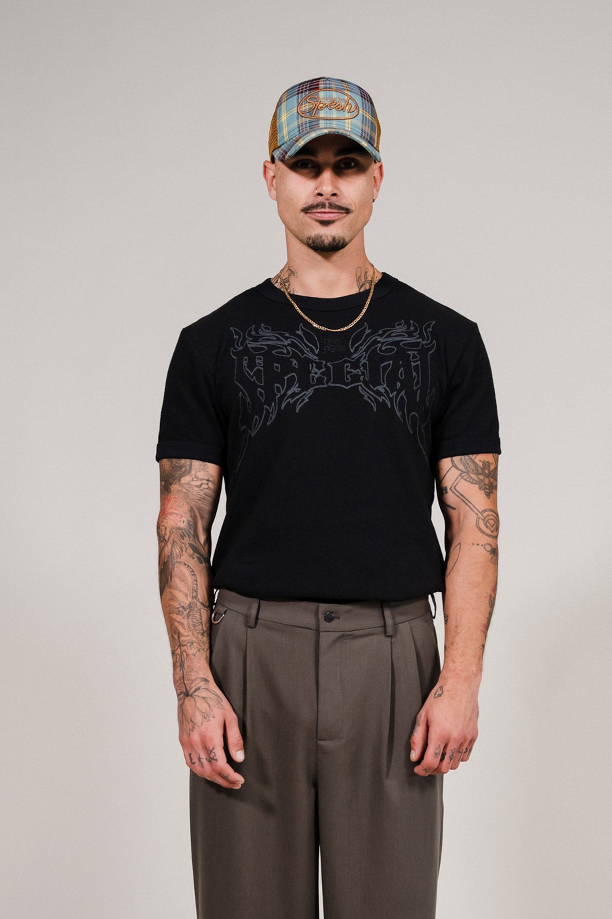 Very Special Black Mesh Fitted Tee