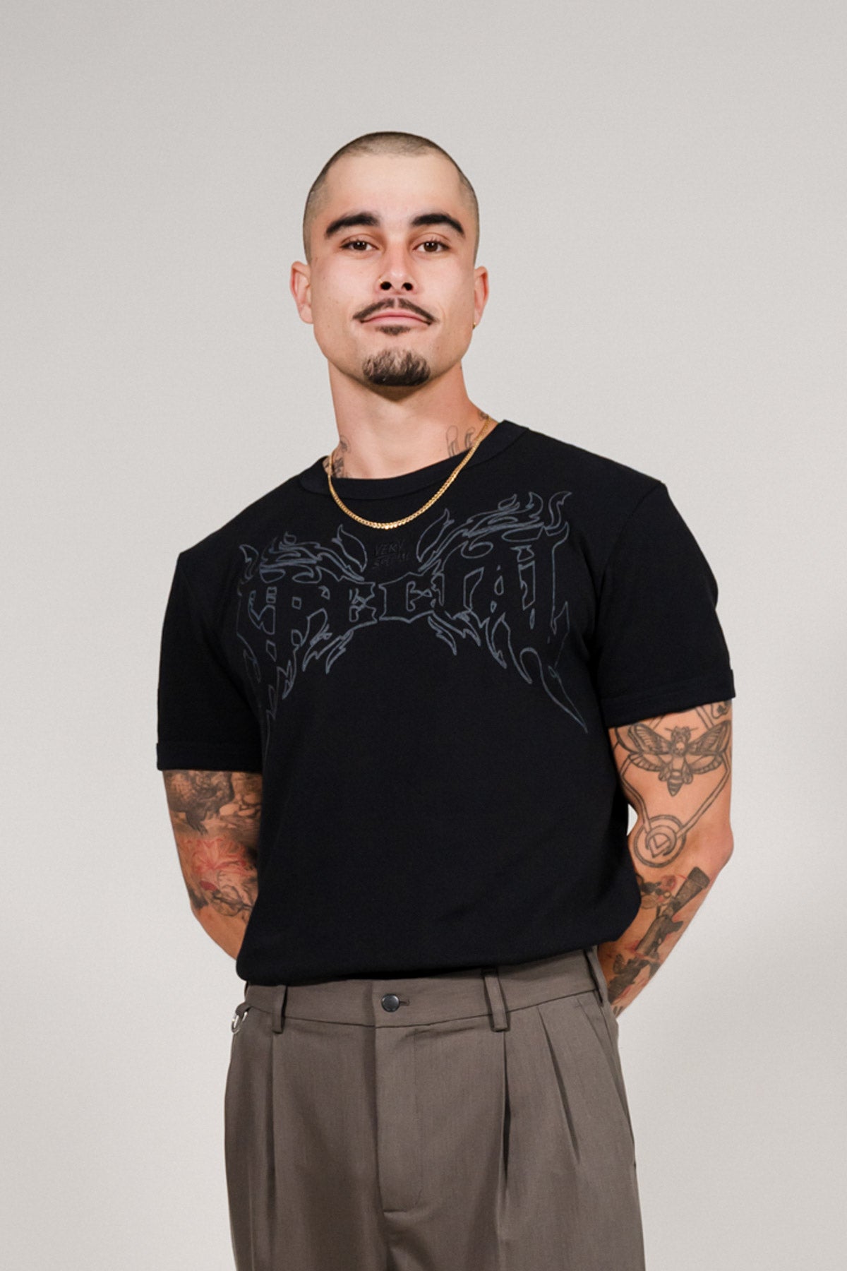 Very Special Black Mesh Fitted Tee