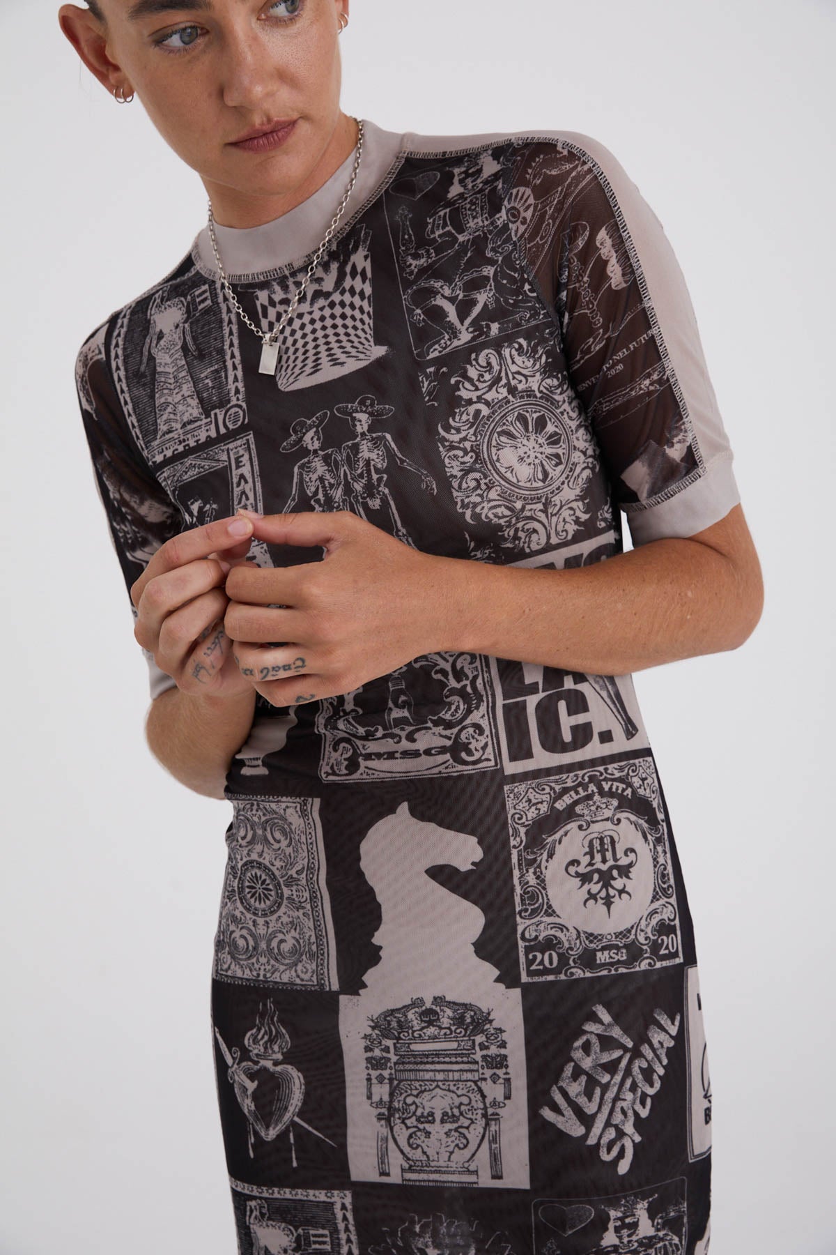 MSG GRID SS MINI DRESS