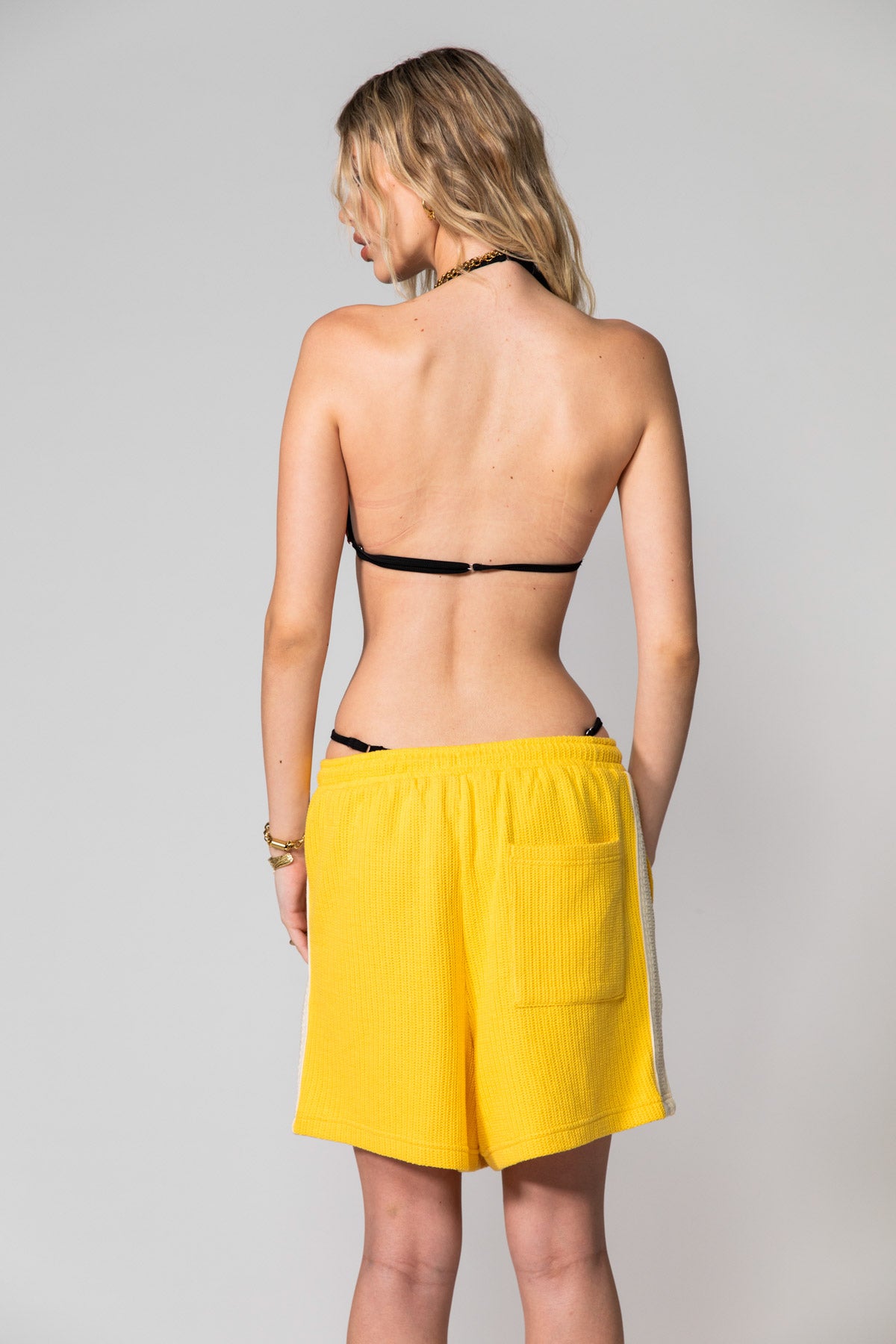 Yellow Knitted Mid Resort Shorts