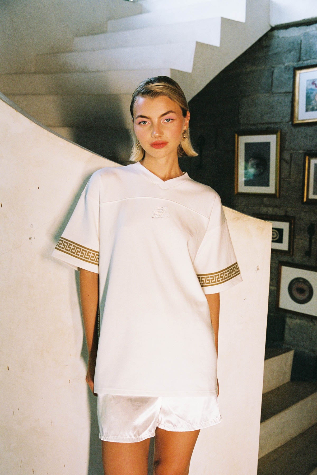 White "Geo" Boxy Sport Tee