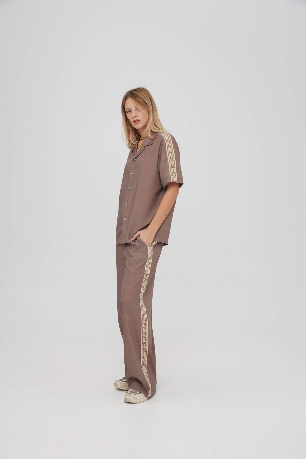 Taupe Geo Resort Shirt