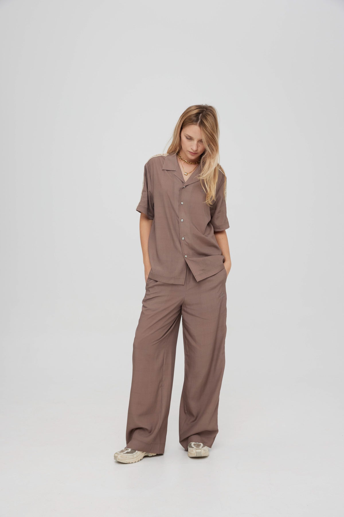 Taupe Geo Resort Shirt