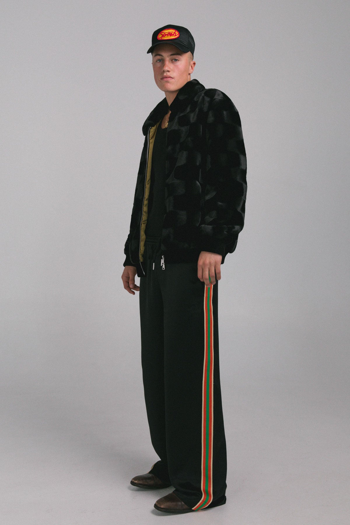 Black Bowie Faux Fur Jacket