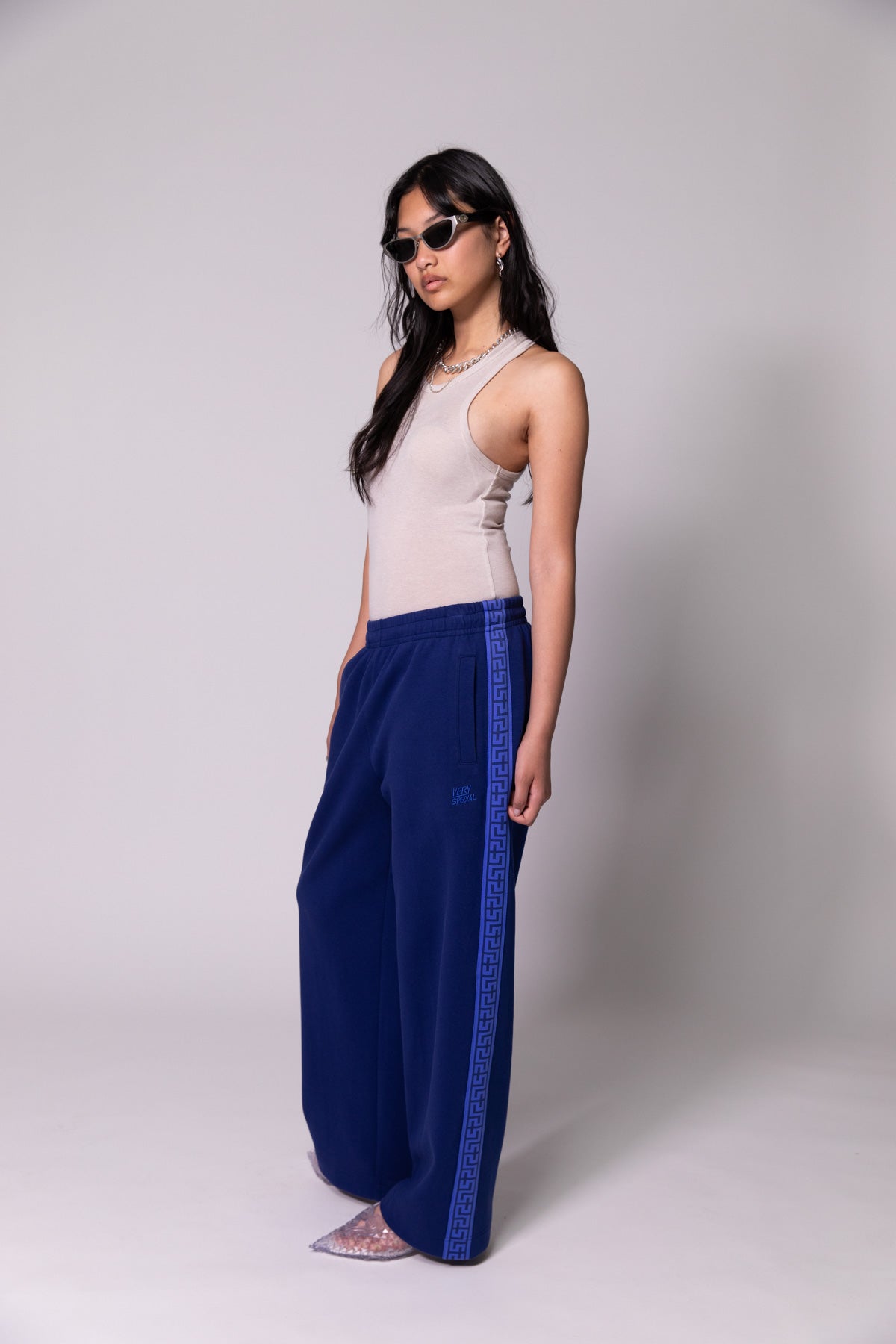 Navy Geo Track Pants