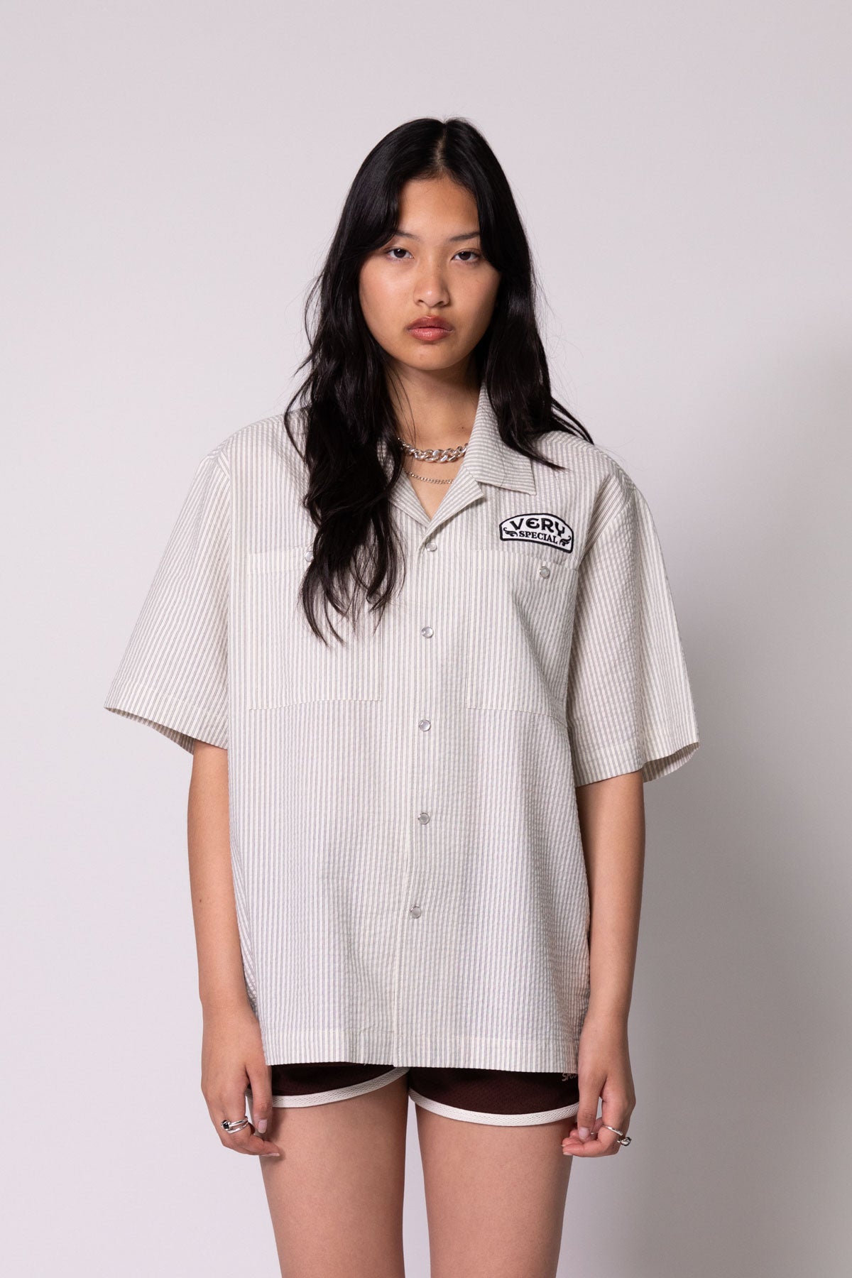 Wheat Seersucker Work Shirt