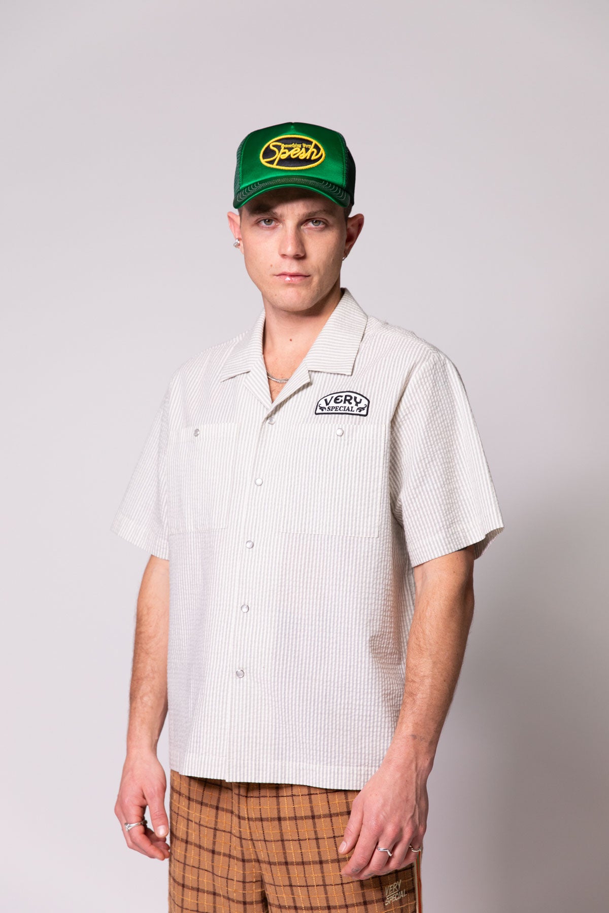 Wheat Seersucker Work Shirt