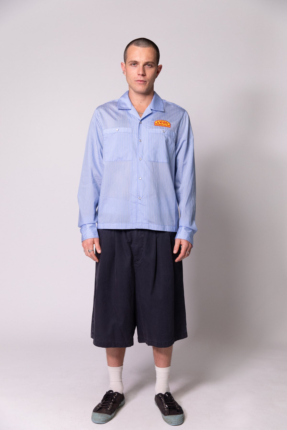 Blue Stripe LS Work Shirt