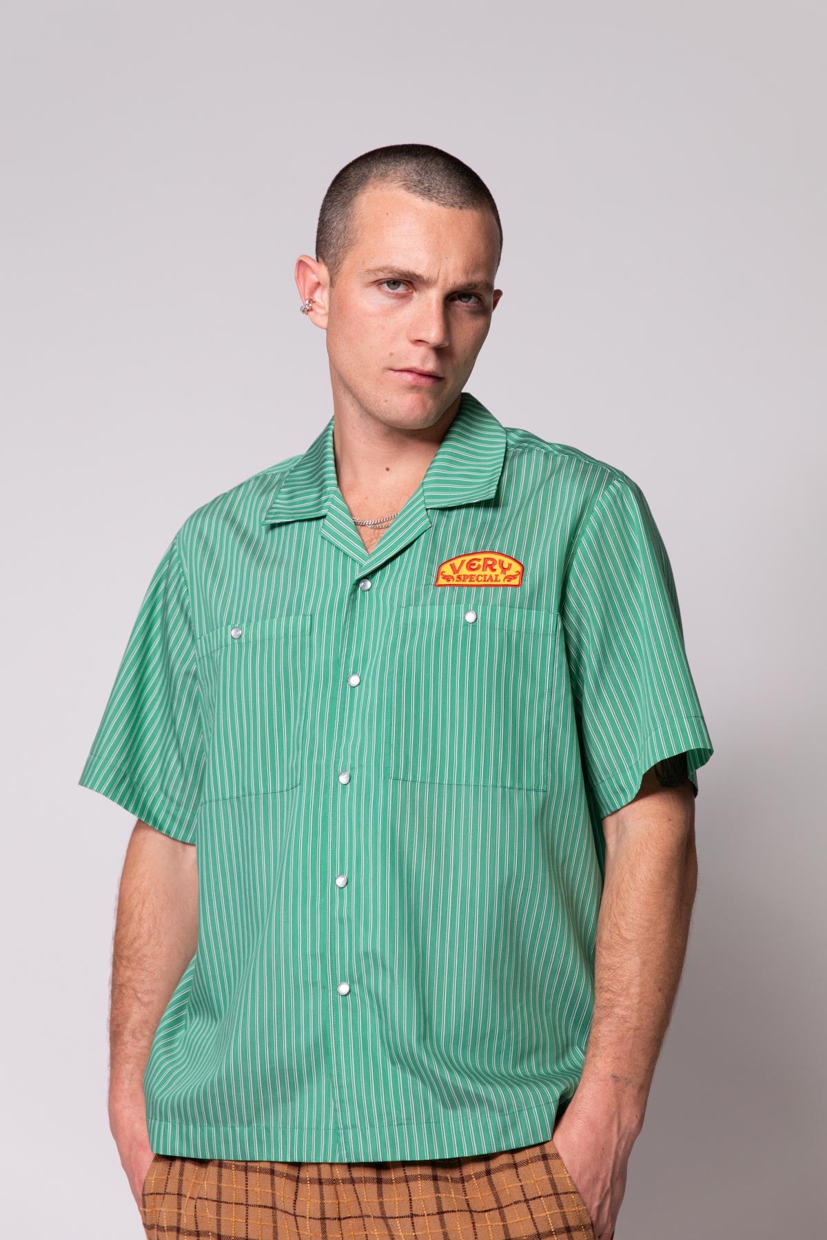 Green Stripe Work Shirt
