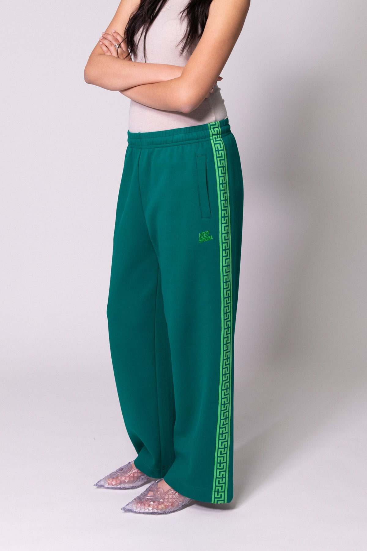 Green Geo Track Pants