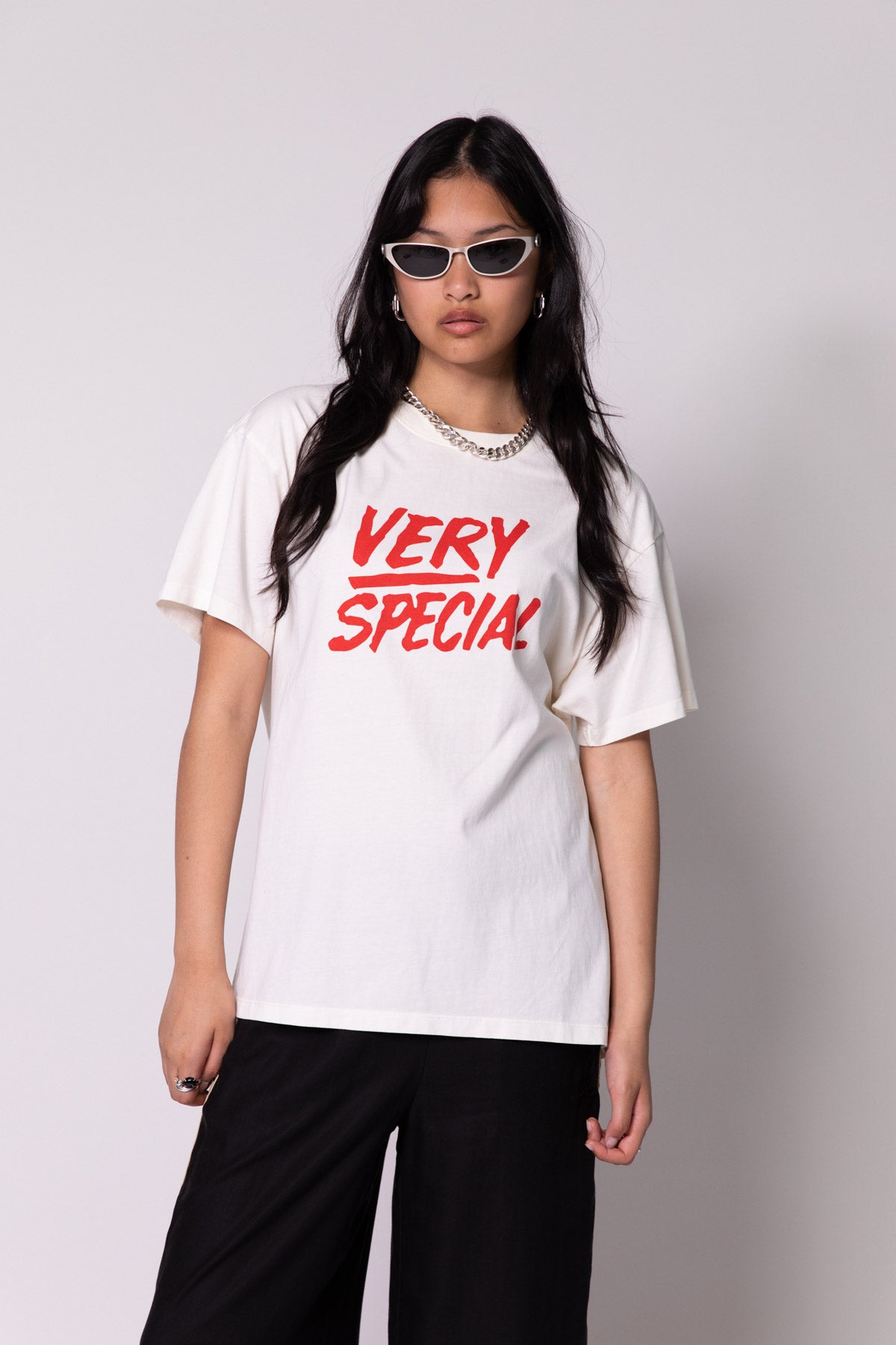 Vintage White Stacked Logo Tee