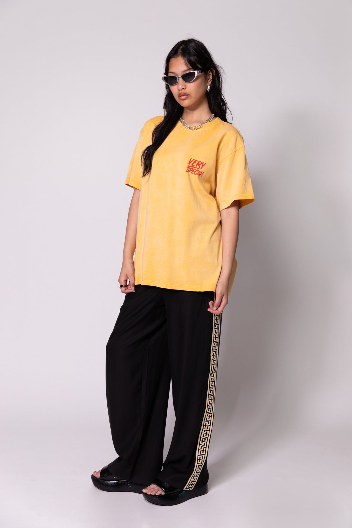 Yellow Chest Logo Faded Tee