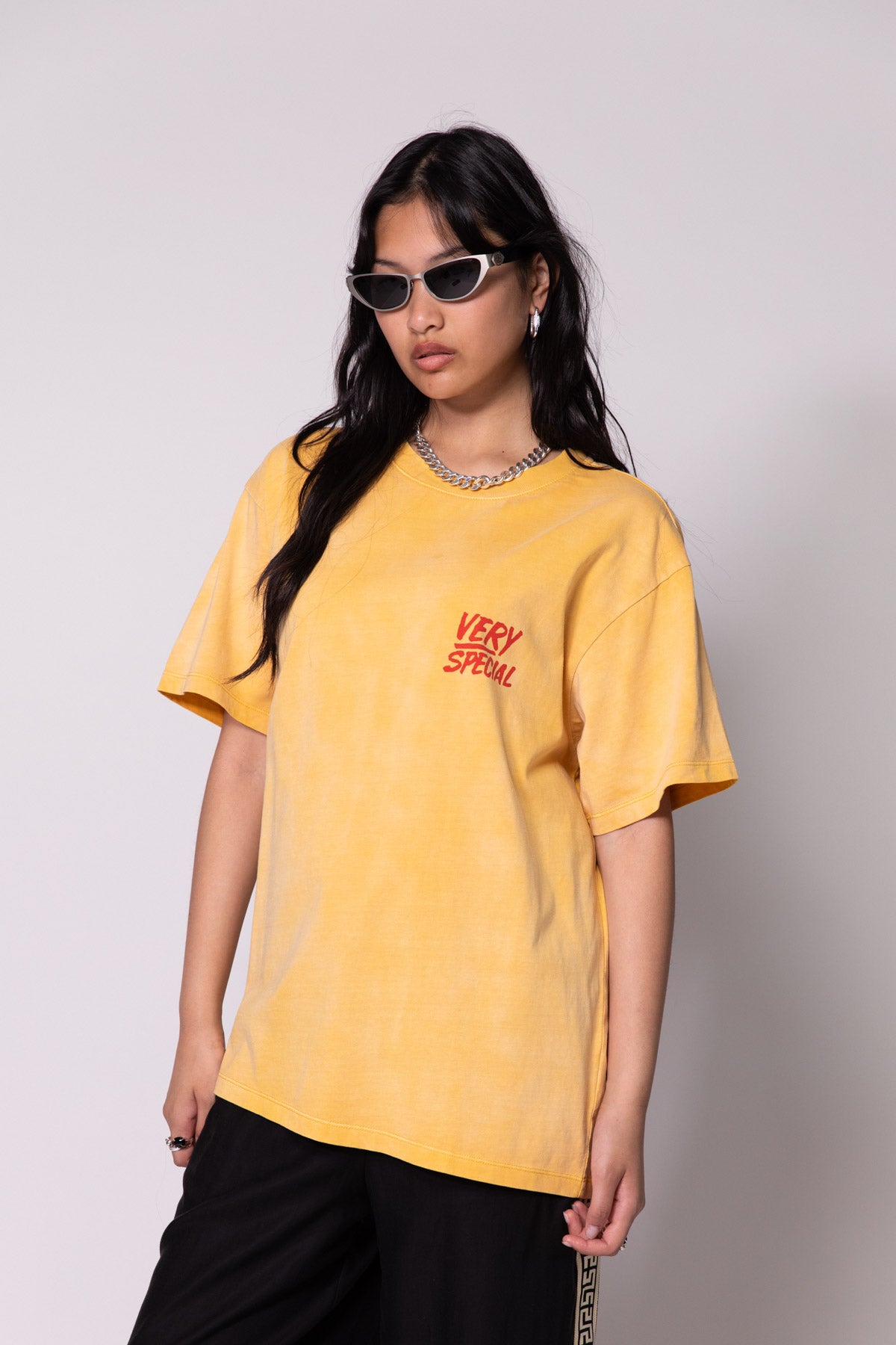 Yellow Chest Logo Faded Tee