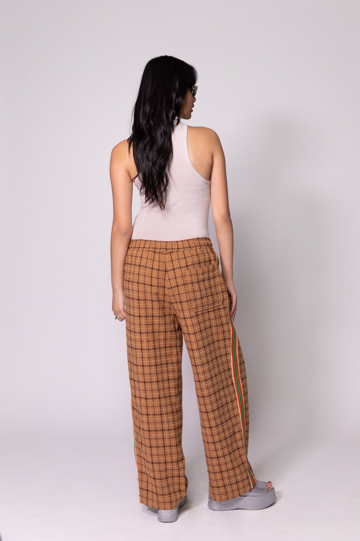 Brown Check Baggy Vacay Pants