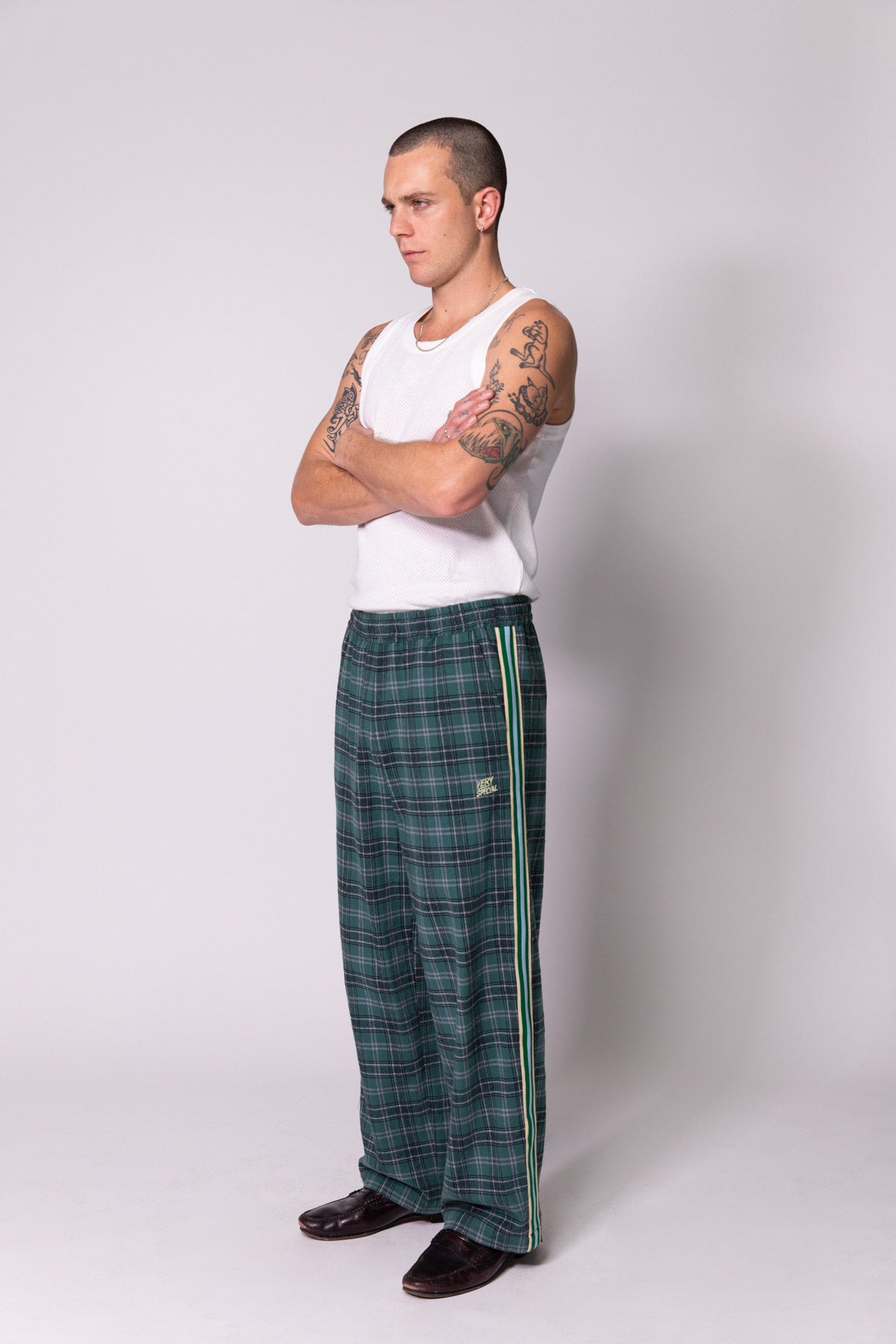 Green Check Baggy Vacay Pants