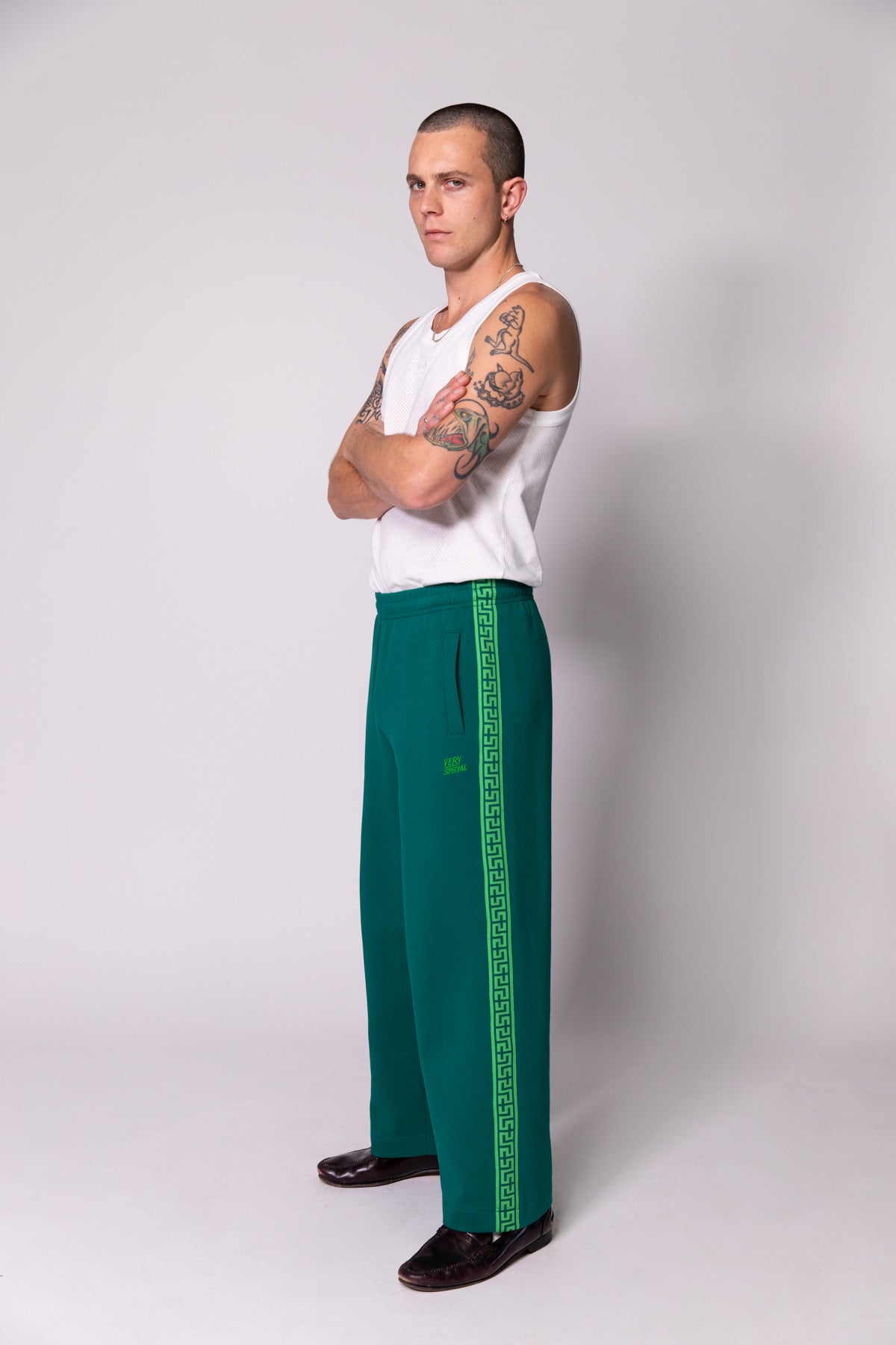 Green Geo Track Pants