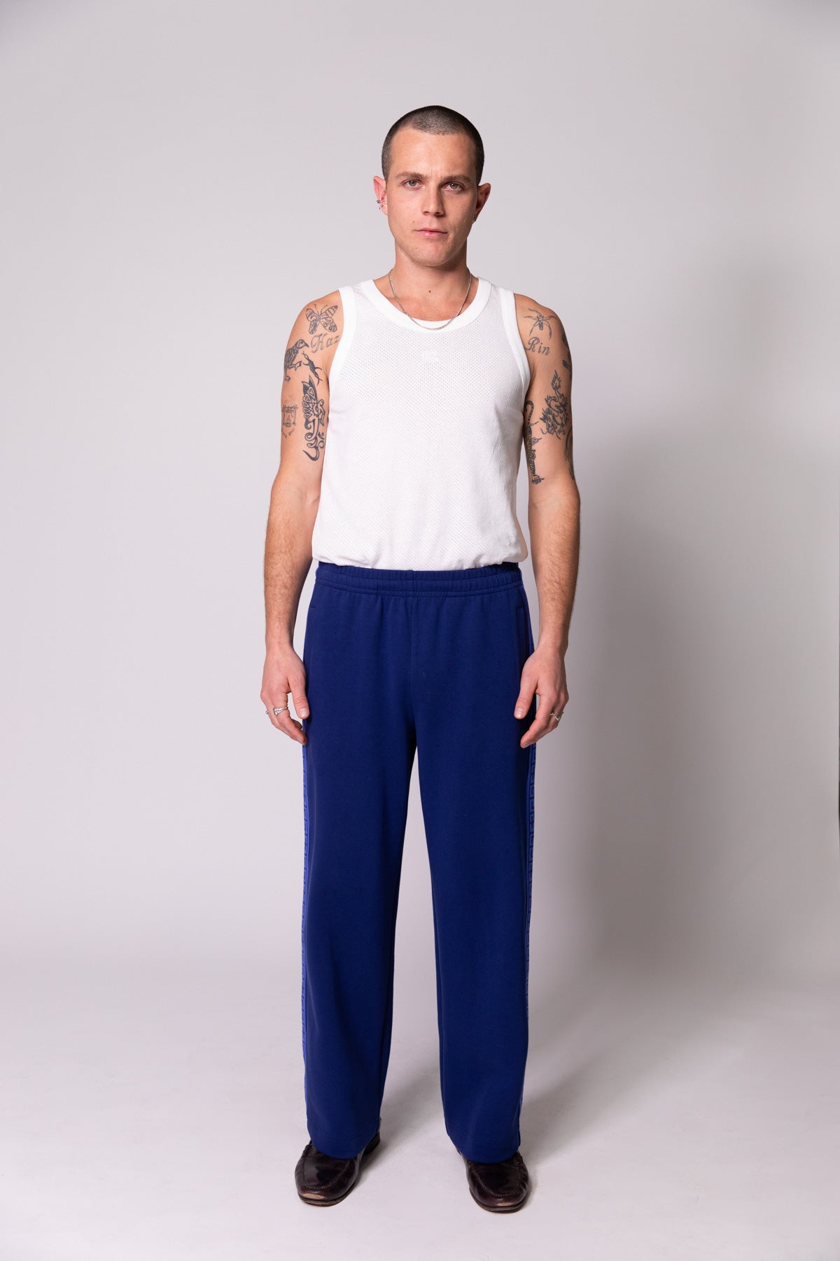 Navy Geo Track Pants