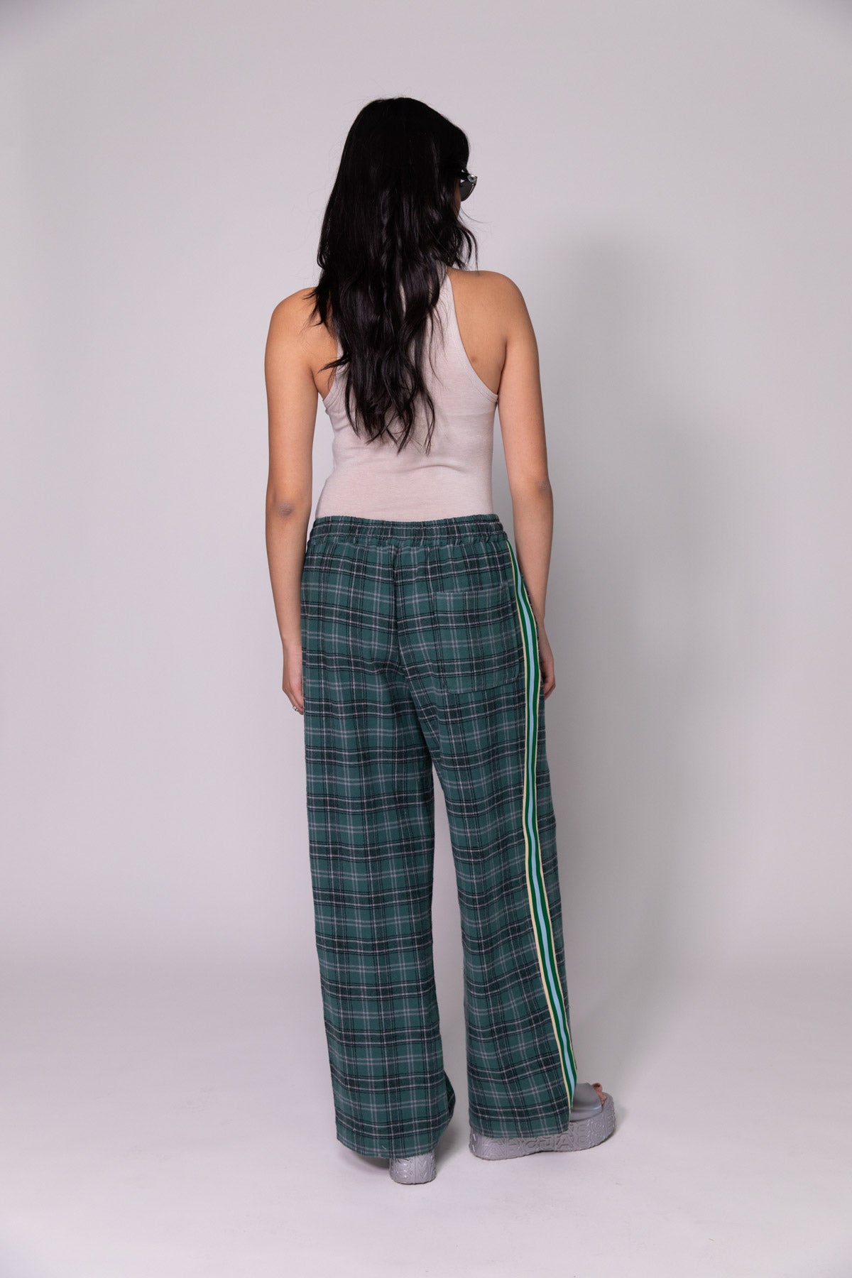 Green Check Baggy Vacay Pants