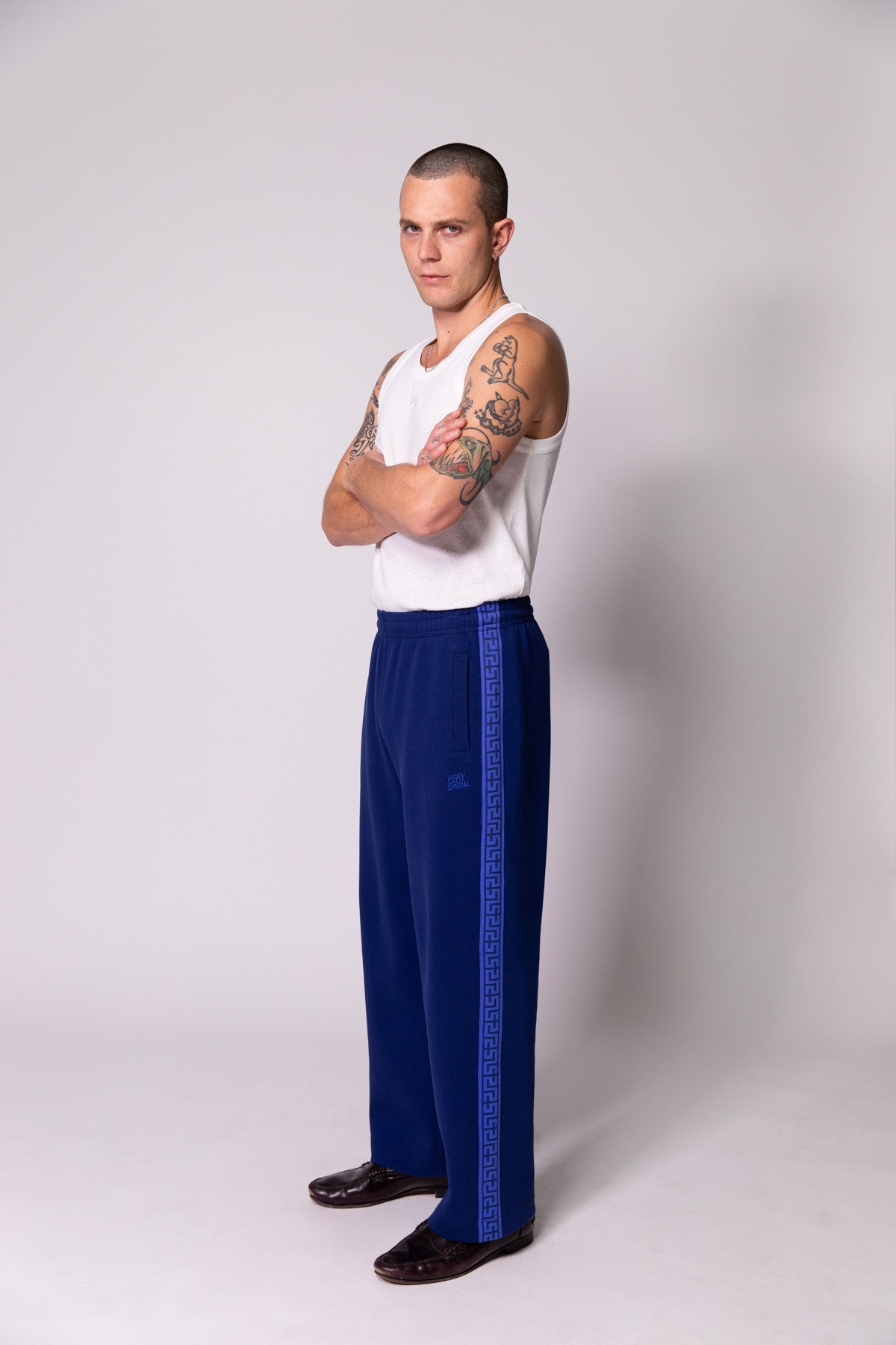 Navy Geo Track Pants