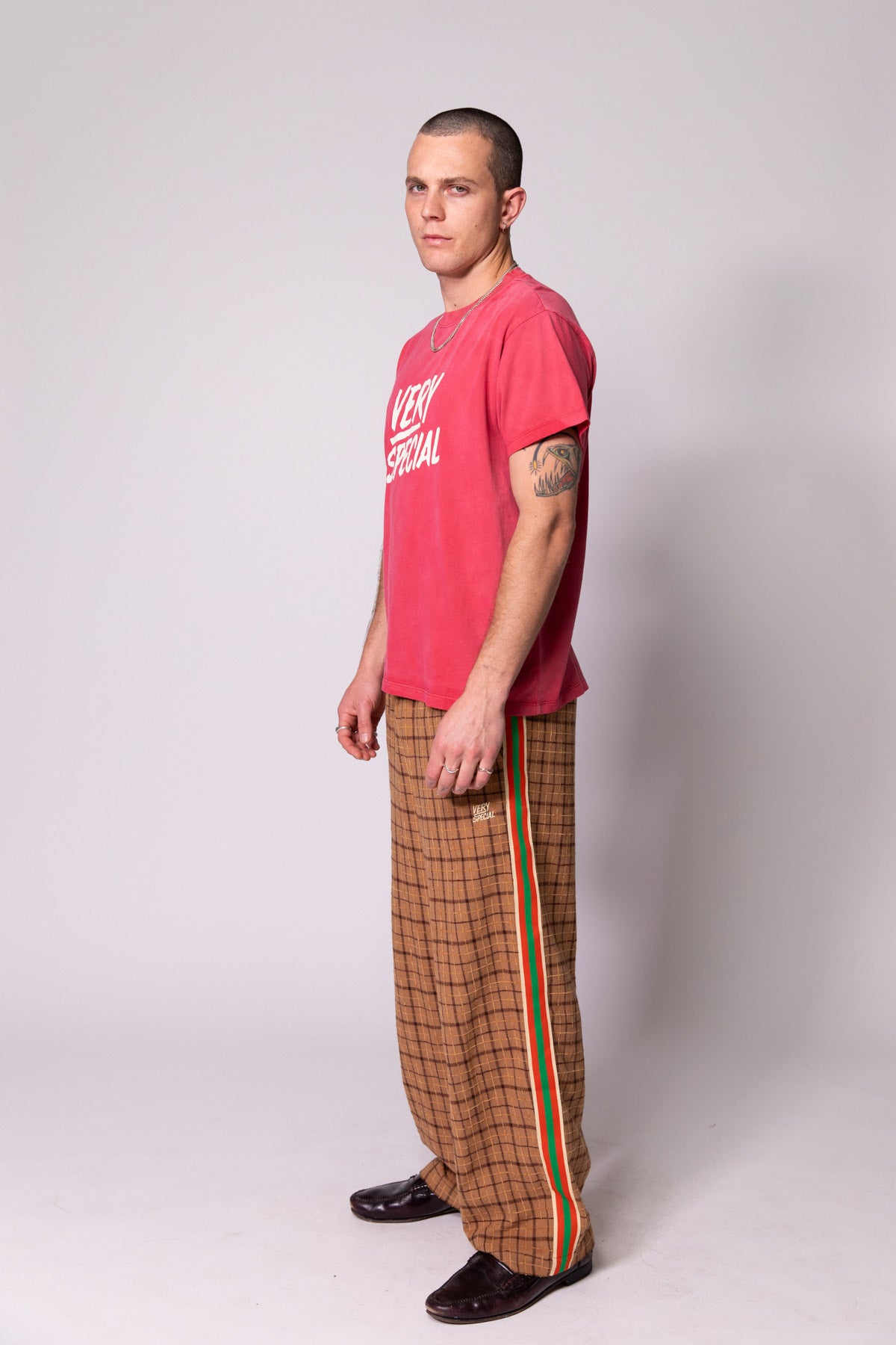 Washed Red Stacked Logo Tee