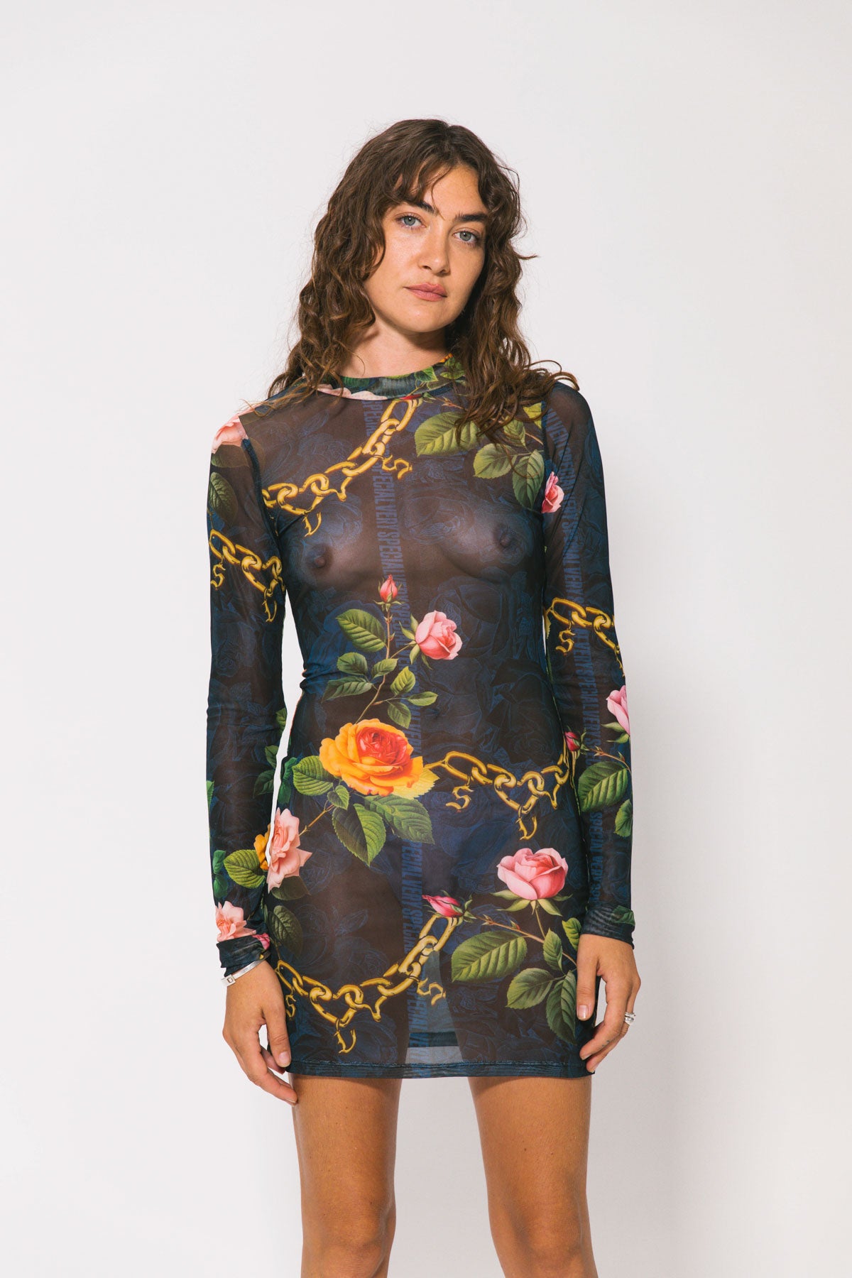 Chains And Roses LS Mini Dress