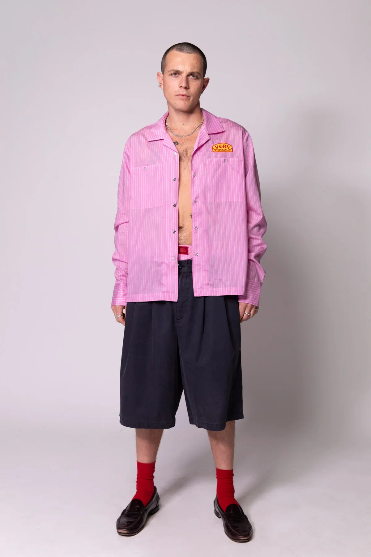 Pink Stripe Shirt & Boxer Short Set