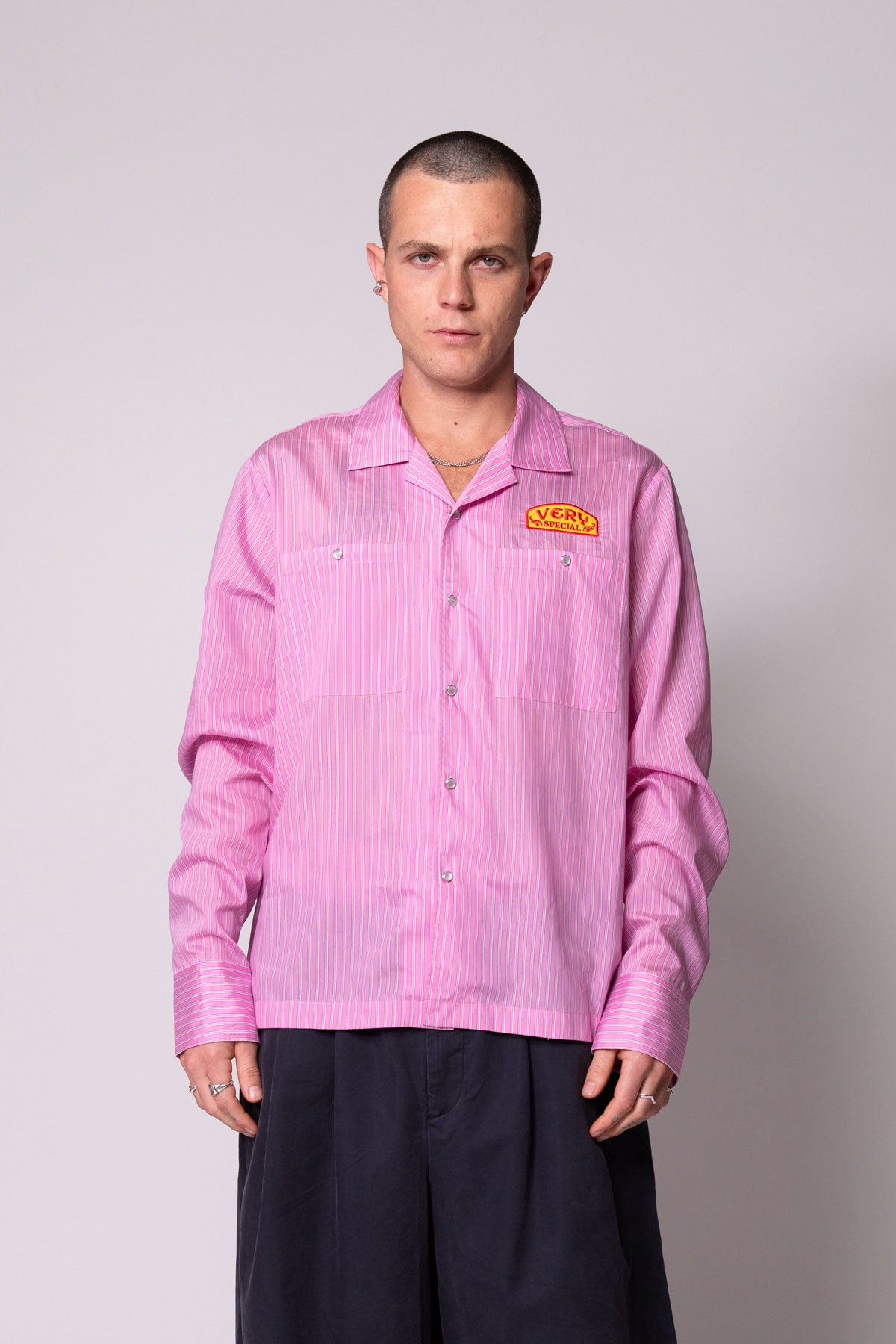 Pink Stripe LS Work Shirt
