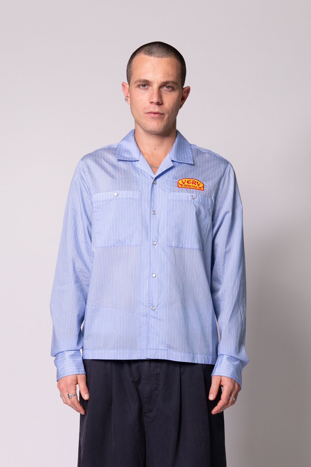 Blue Stripe LS Work Shirt