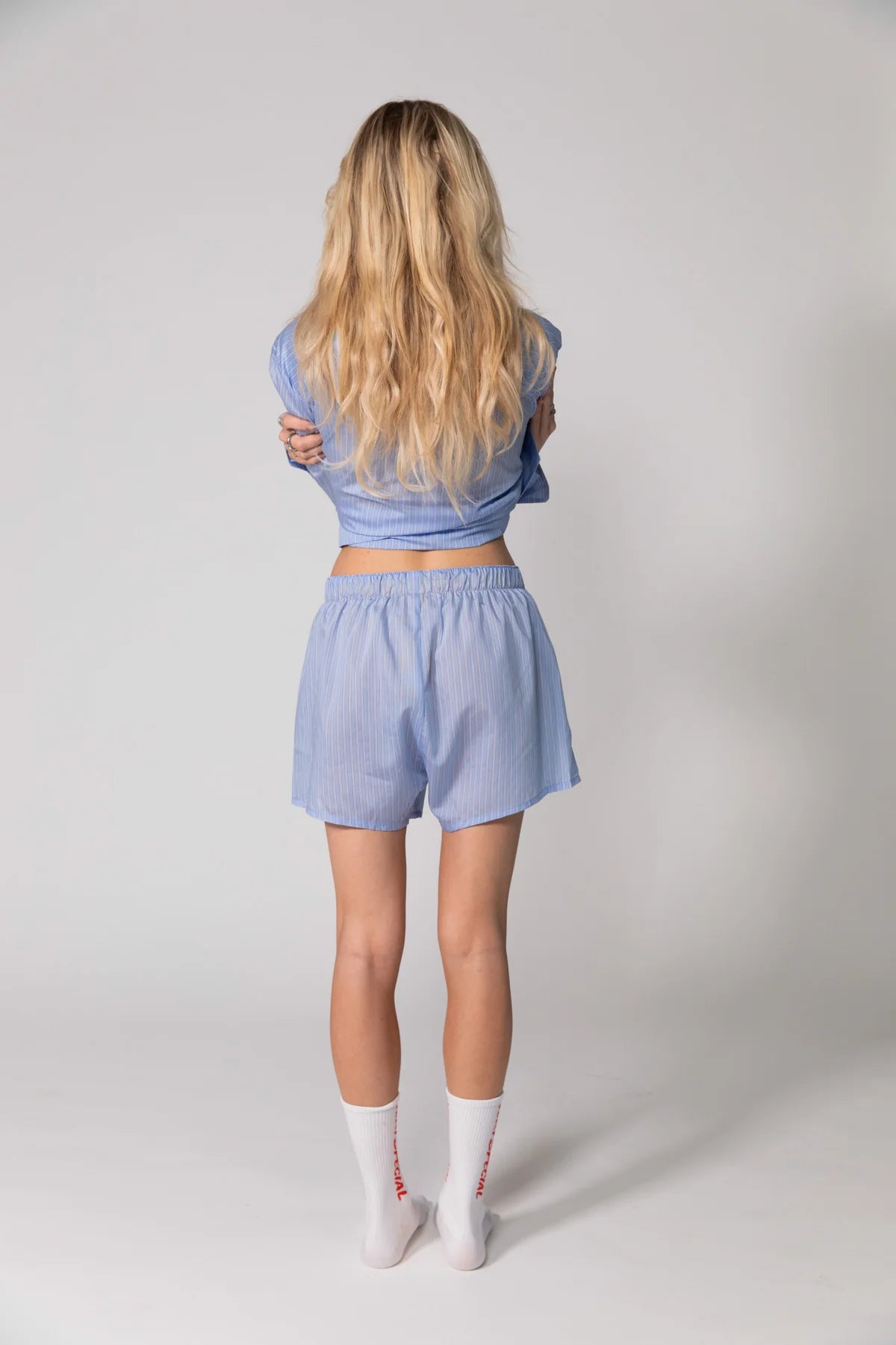 Blue Stripe Shirt & Boxer Short Set