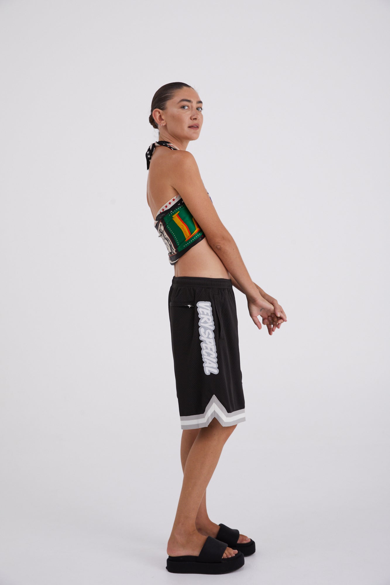 Black Side Script Bball short