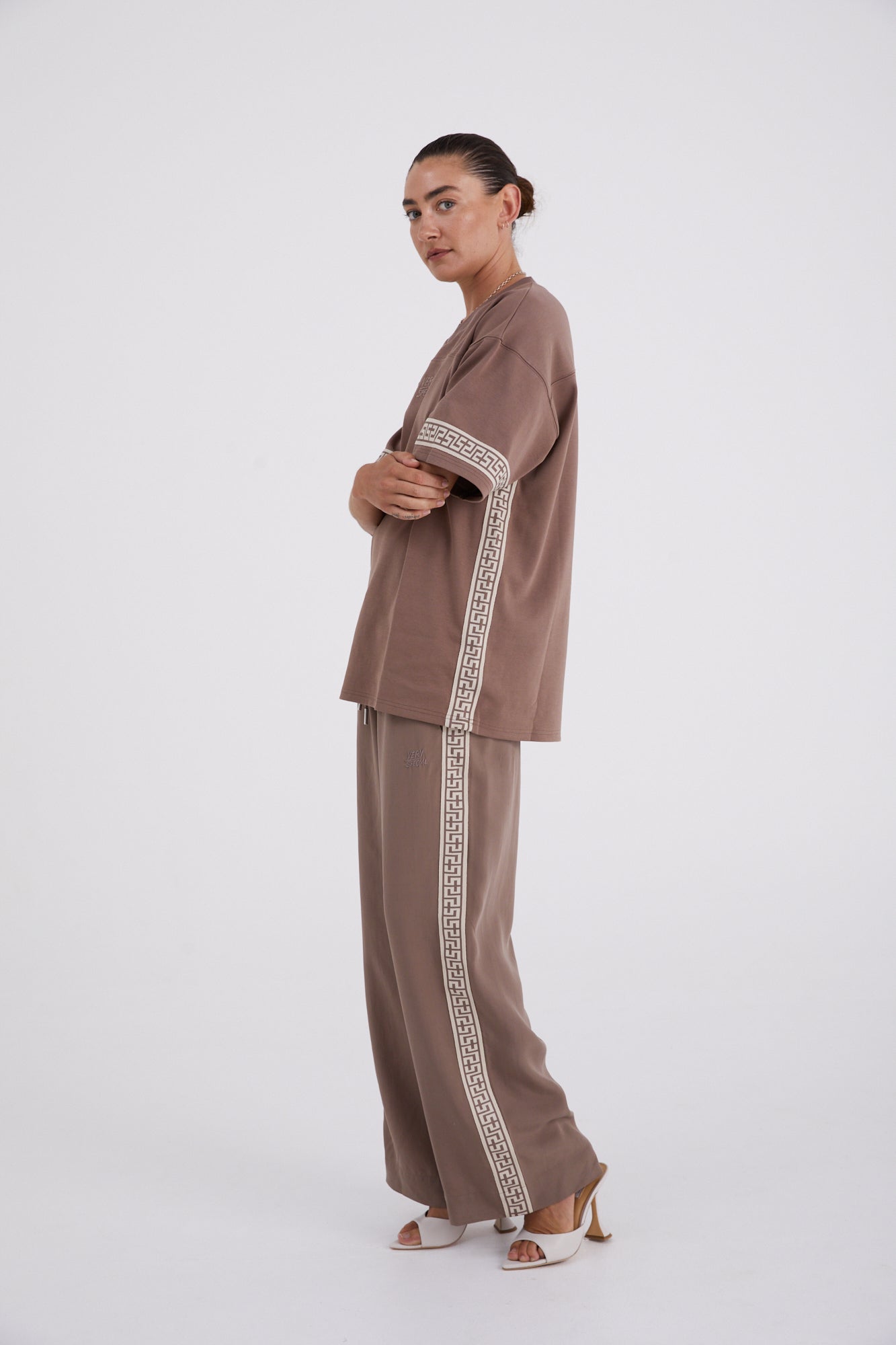 Taupe "Geo" Boxy Sport Tee