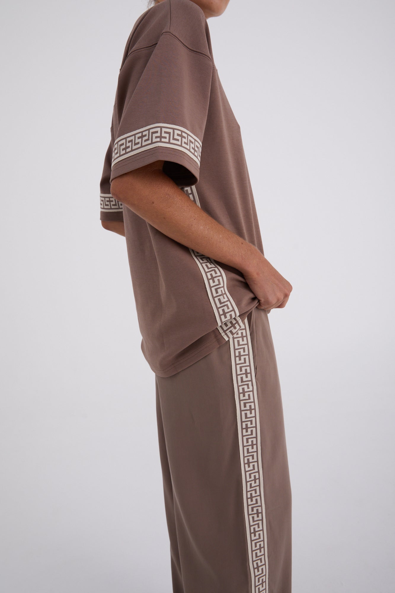 Taupe "Geo" Boxy Sport Tee