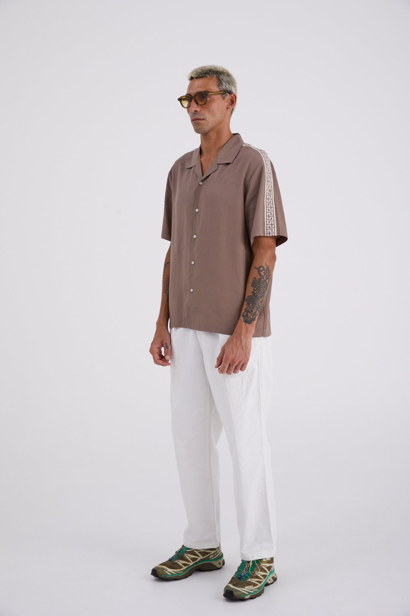 Taupe Geo Resort Shirt