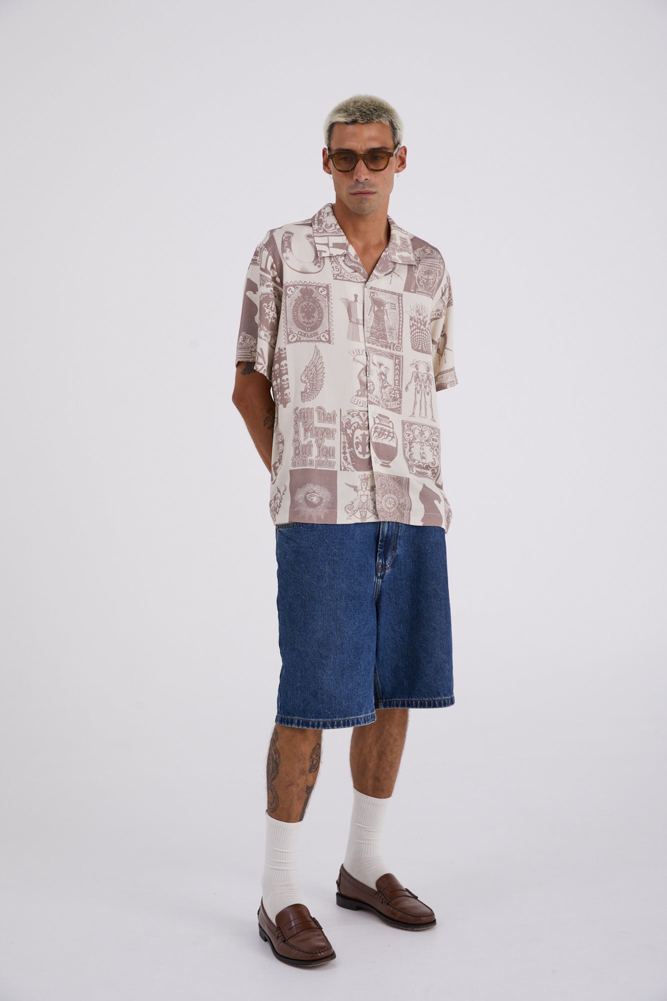 MSG Grid Resort Shirt Oat Milk