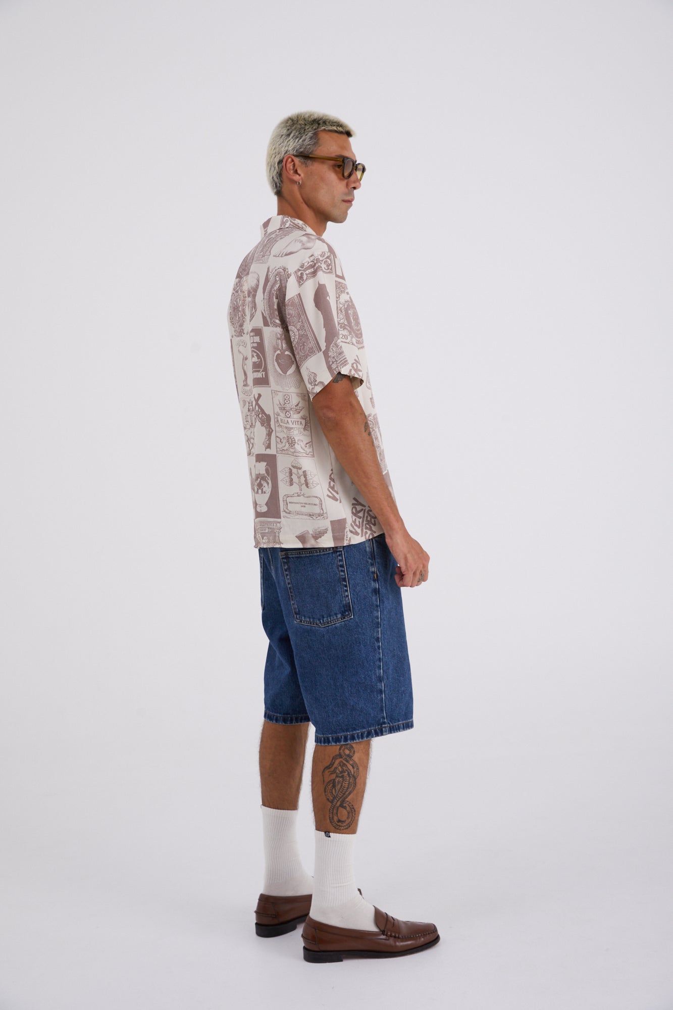 MSG Grid Resort Shirt Oat Milk