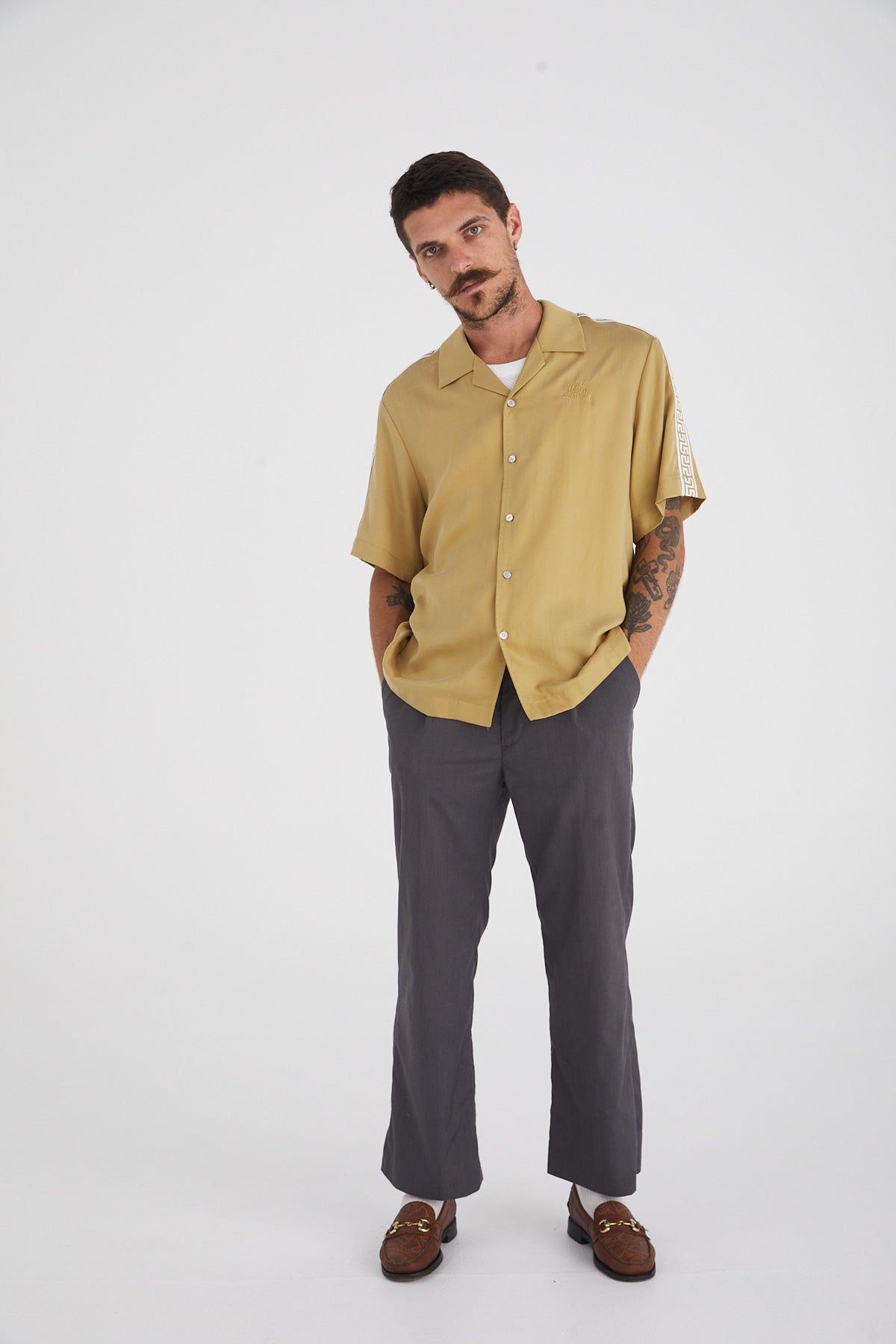 Sand Lyocell Geo Resort Shirt