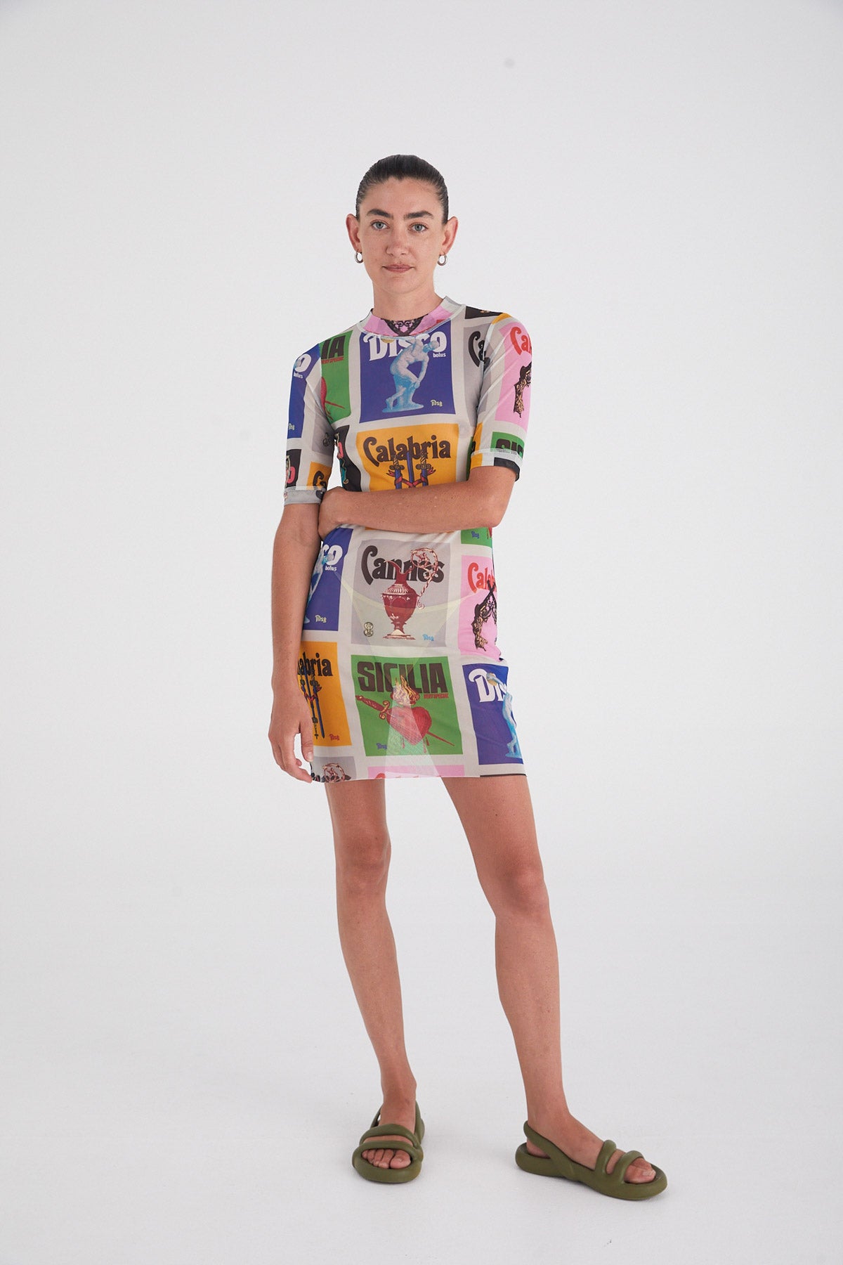 "MSG Tile" Mesh Mini Dress
