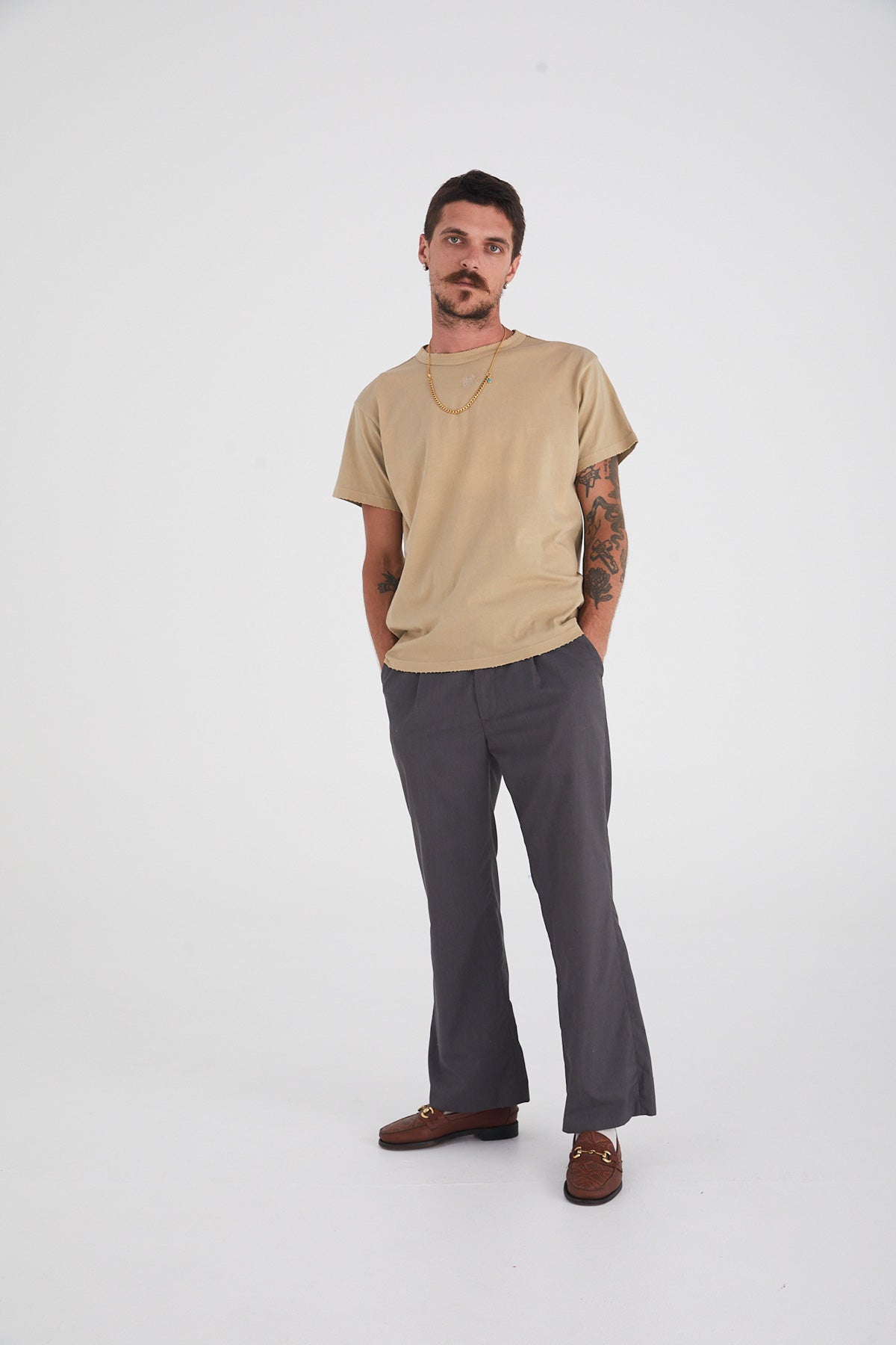 Distressed Basic Boxy Tee Stone