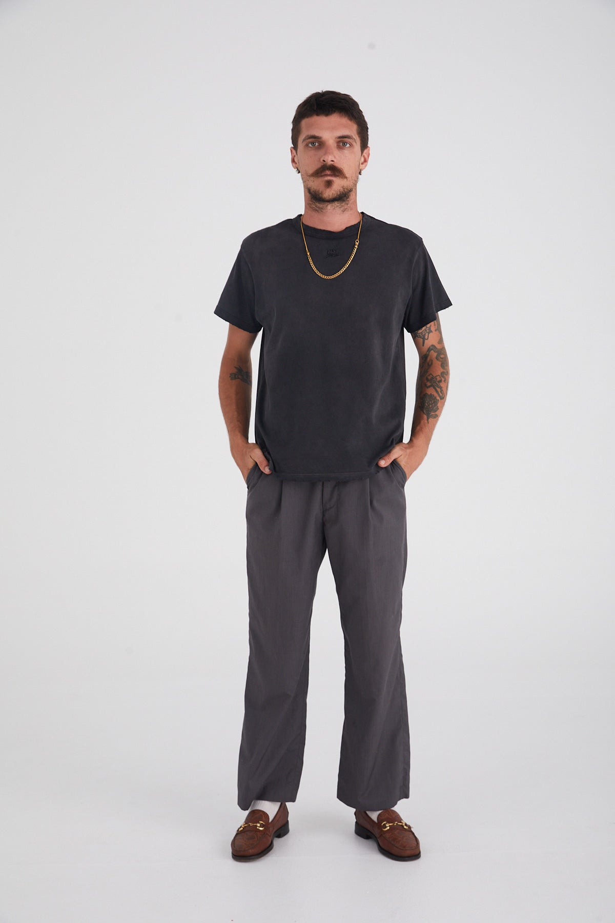 Distressed Basic Boxy Tee Black