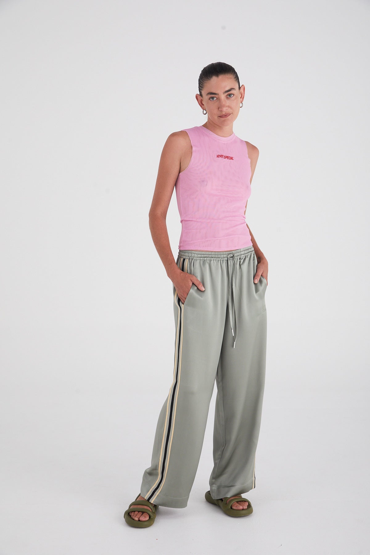 Stone "Stripe" Satin Vacay Pants
