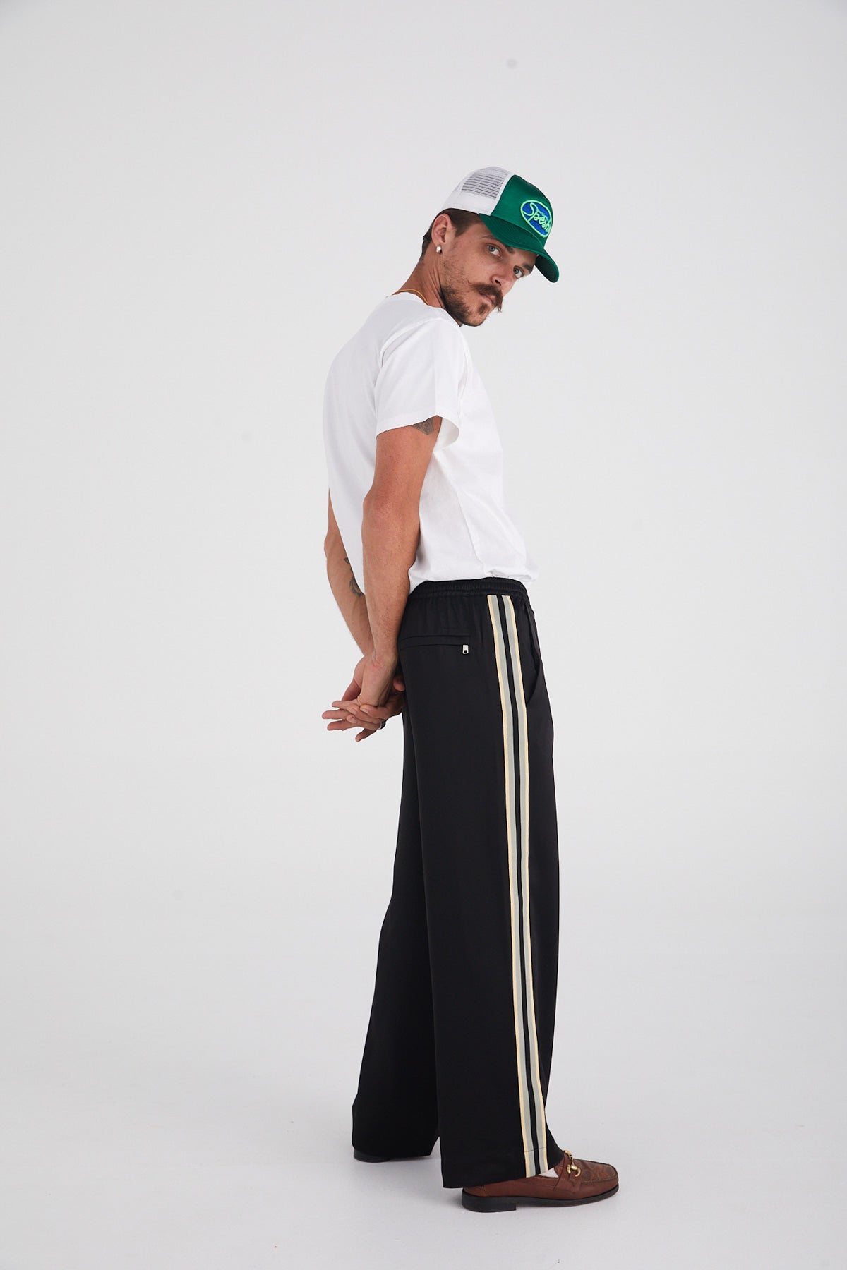 Black & Grey "Stripe" Satin Vacay Pants