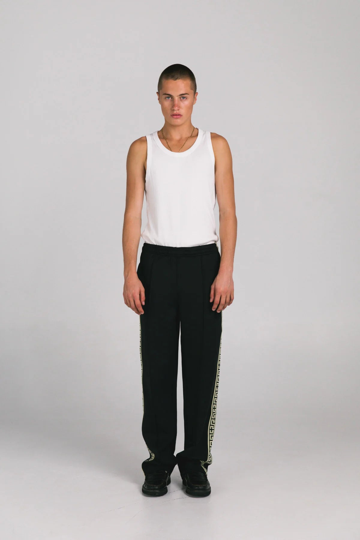 Black Geo Track Pants