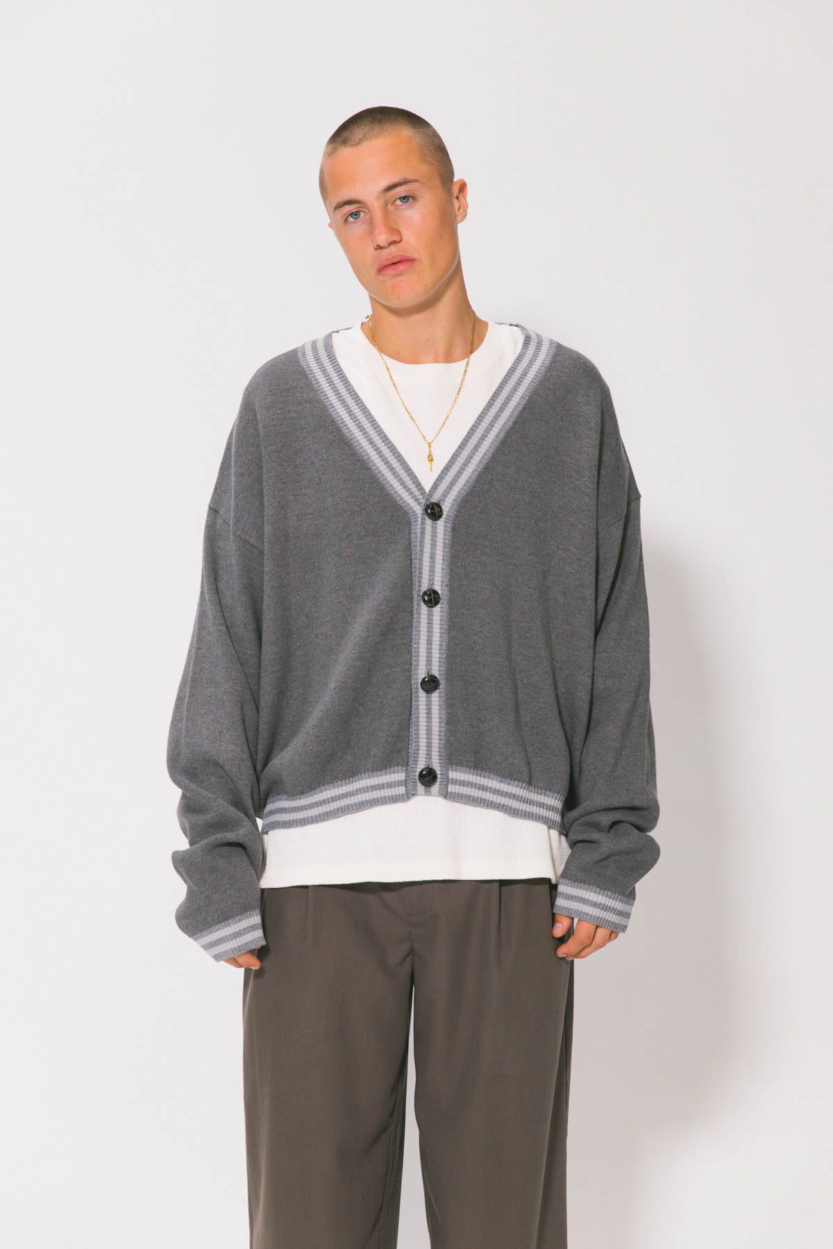 Grey Special Knitted Cardigan