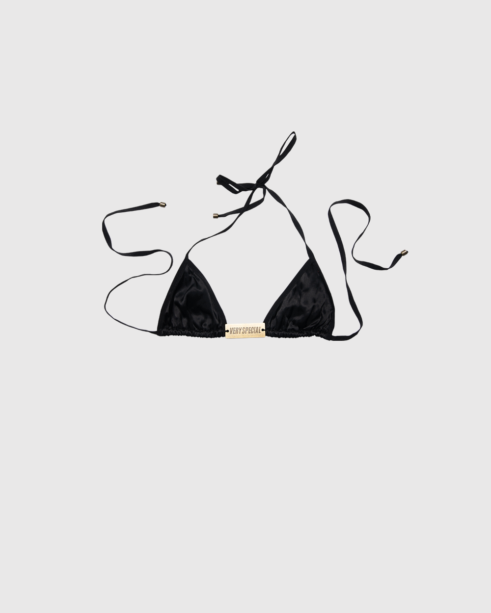 Black Satin Tri Top