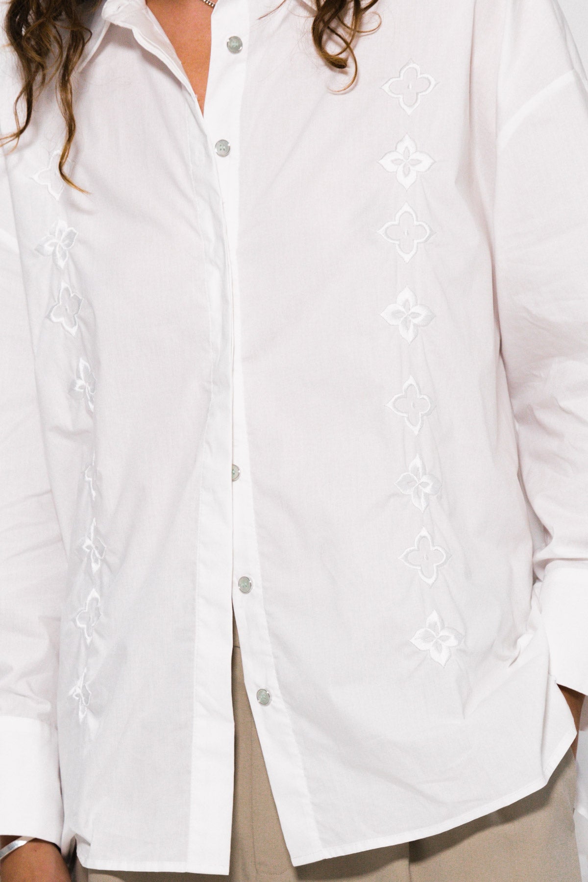 White Emblem LS Shirt