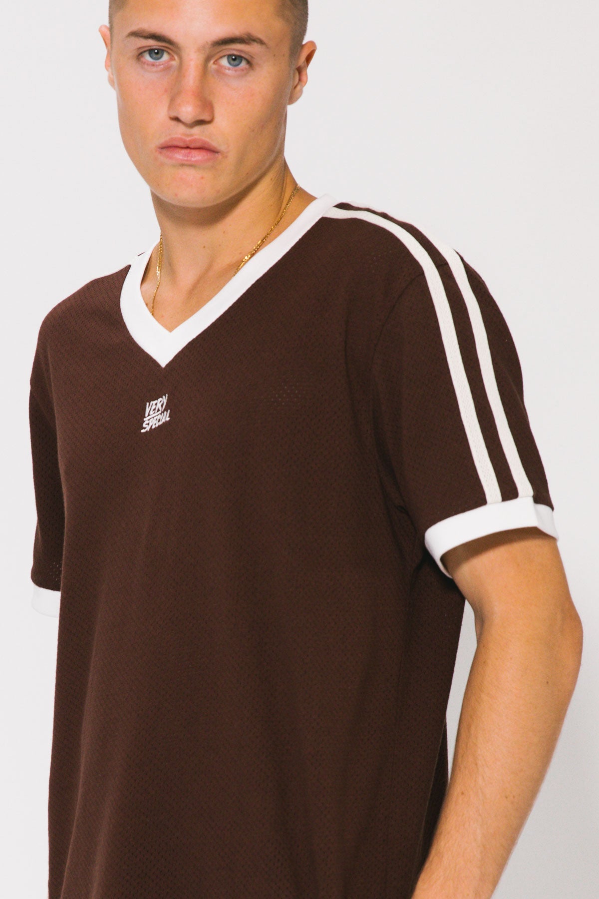 Mocha Classic Mesh Stripe Tee